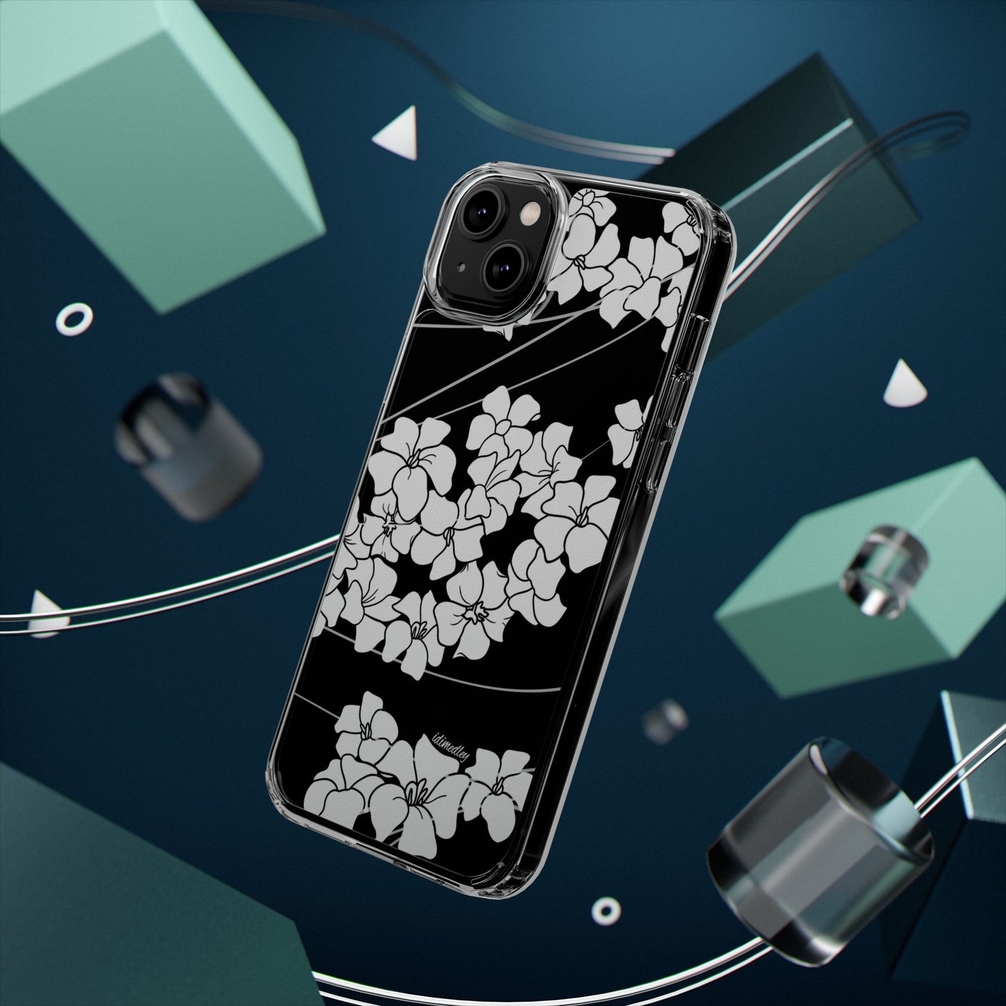 Puakenikeni En Face Flower Swirls (White) CLEAR Case