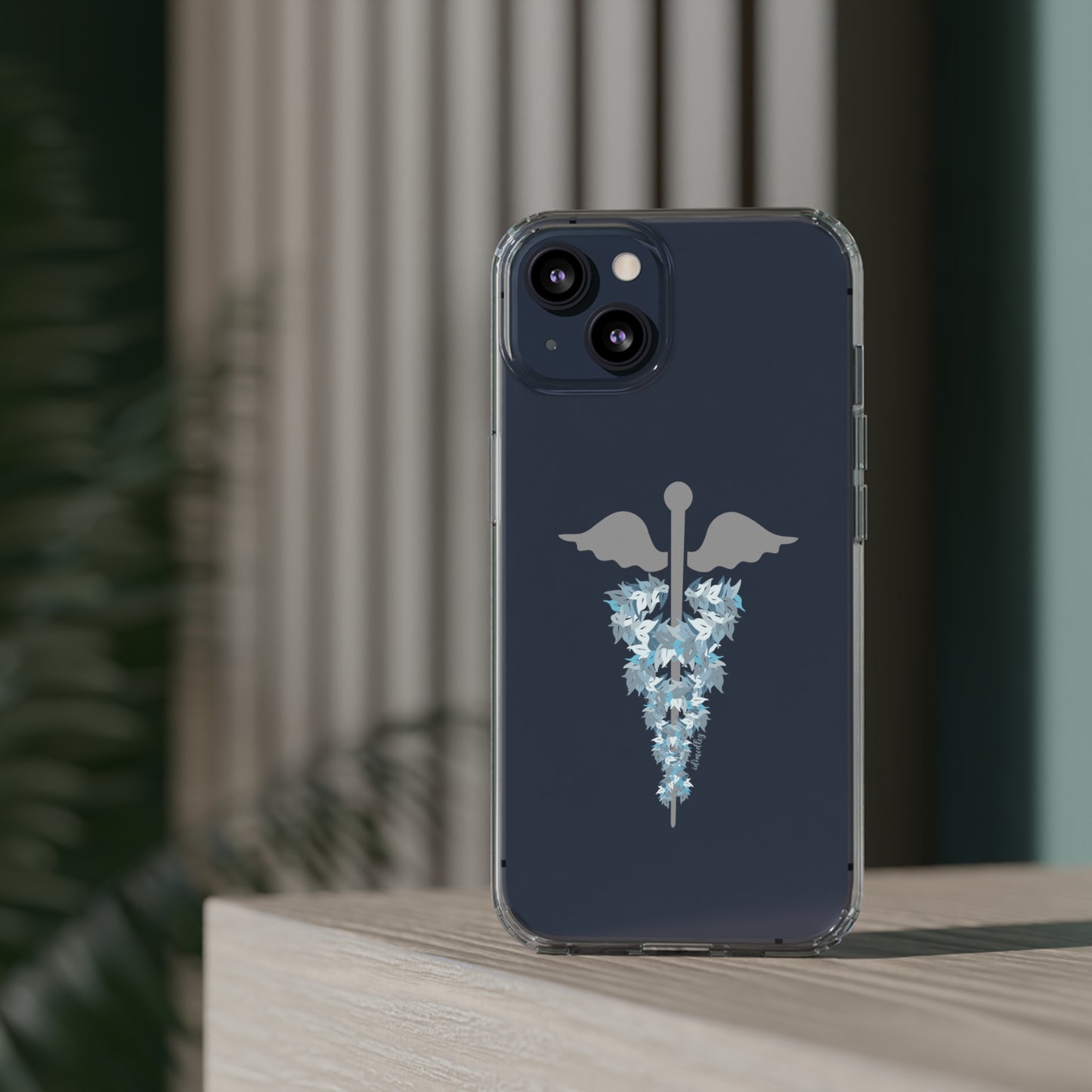 Caduceus Medical Symbol with Blue Maile Lei CLEAR Case