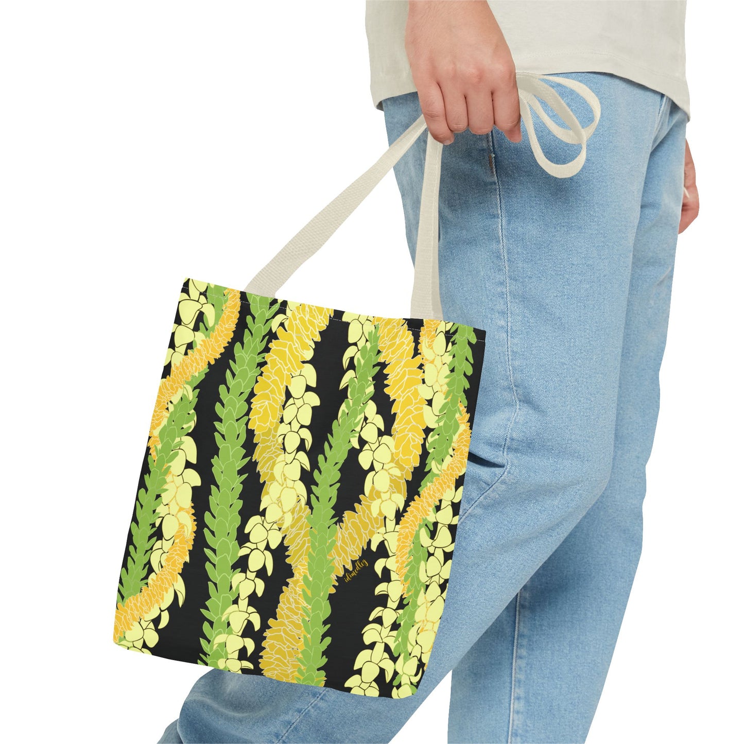 Tote bag- Triple Strand Ilima, Pakalana, and Puakenikeni Leis (Black)