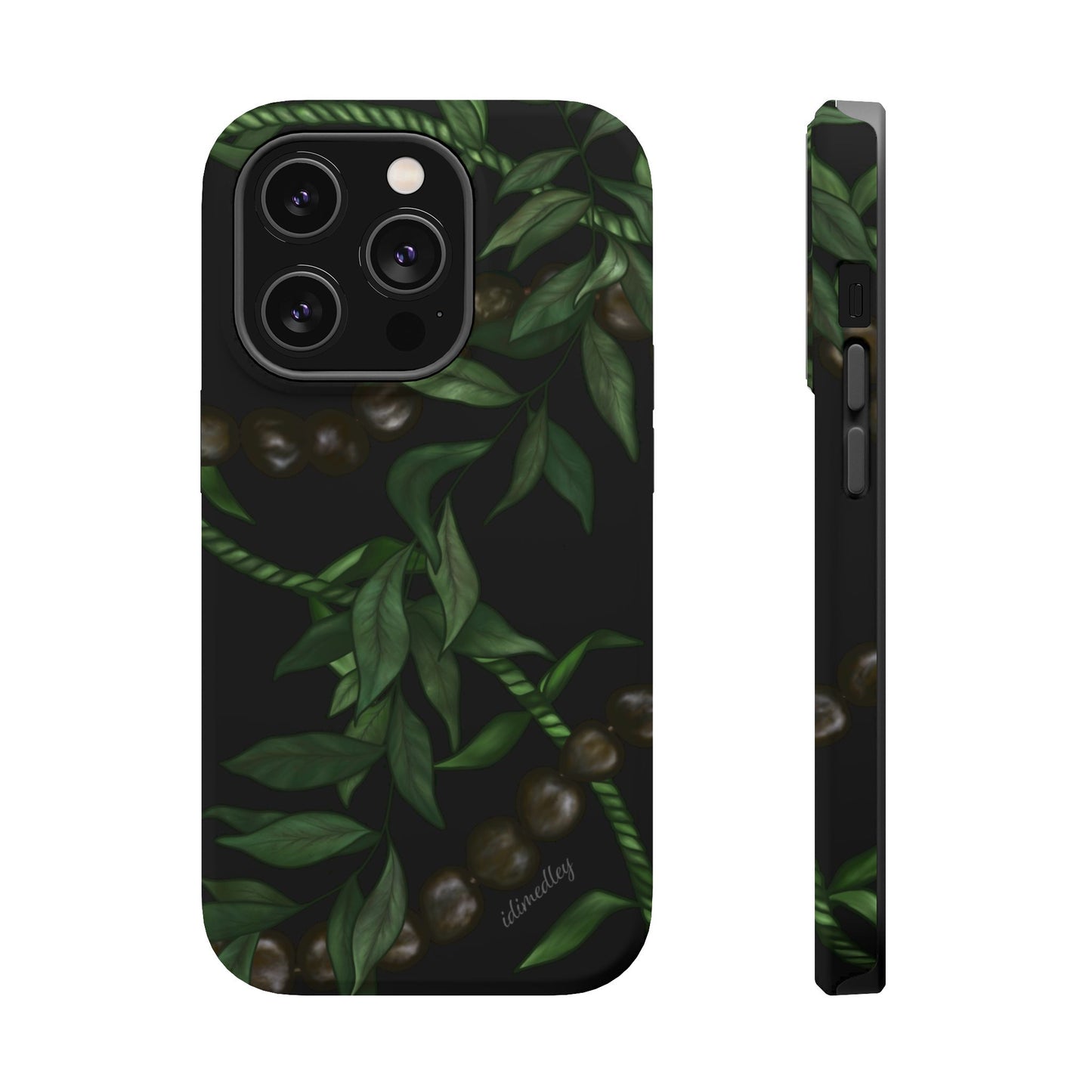 Kukui Nut, Maile, Ti Leaf Lei (Black), MAGSAFE