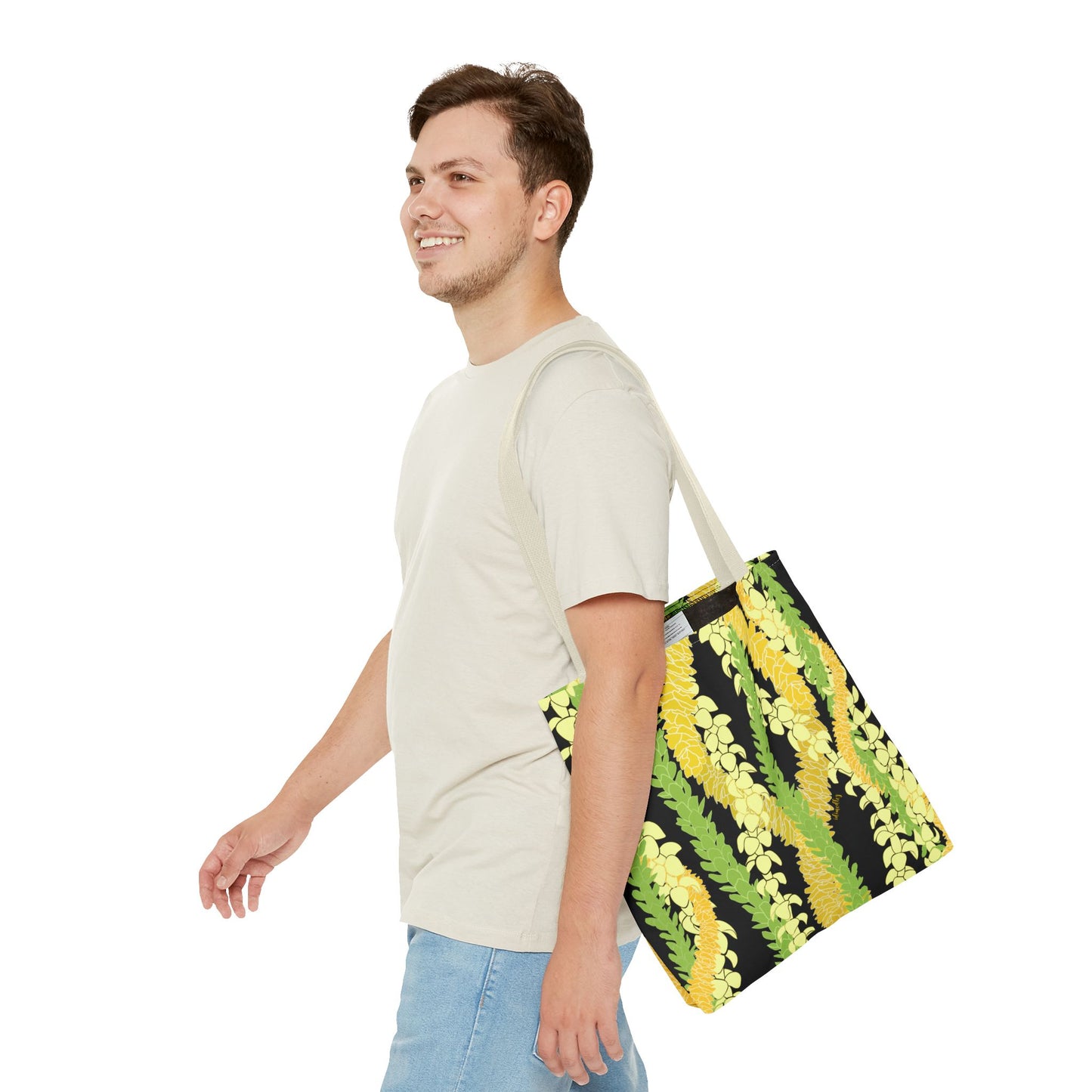 Tote bag- Triple Strand Ilima, Pakalana, and Puakenikeni Leis (Black)
