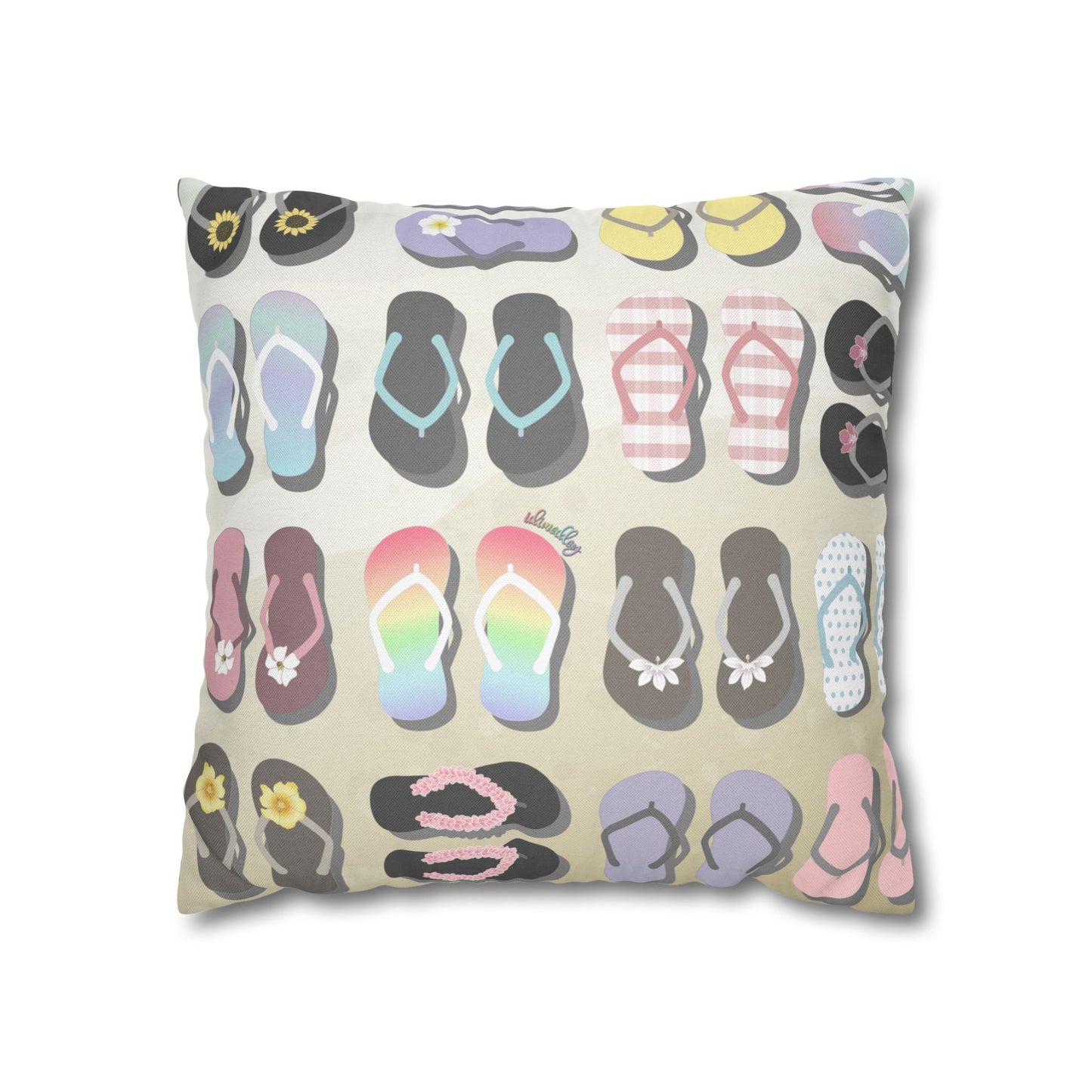 Canvas Throw Pillow Case- Sandy Pua Toes in My Rubbah Slippahs