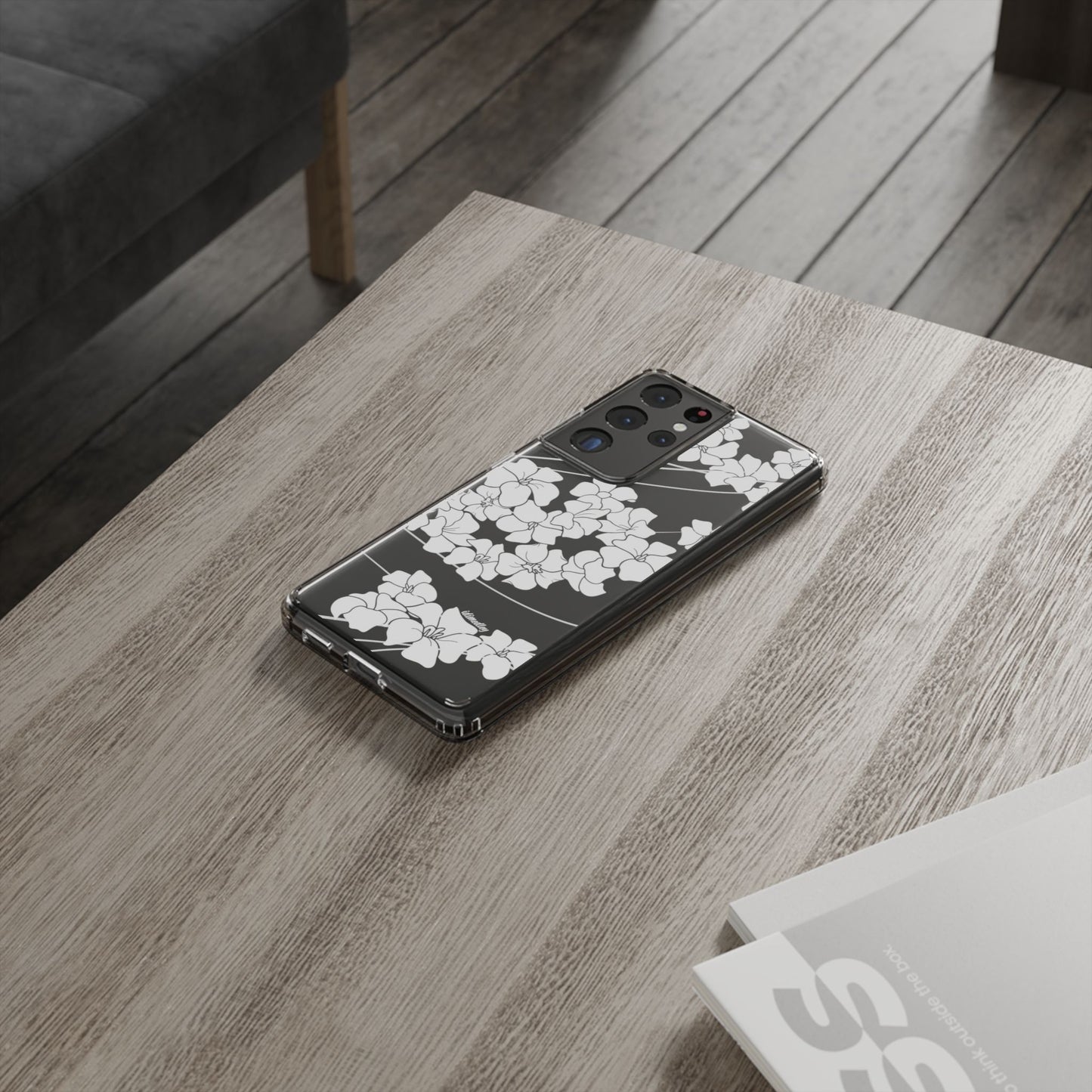 Puakenikeni En Face Flower Swirls (White) CLEAR Case