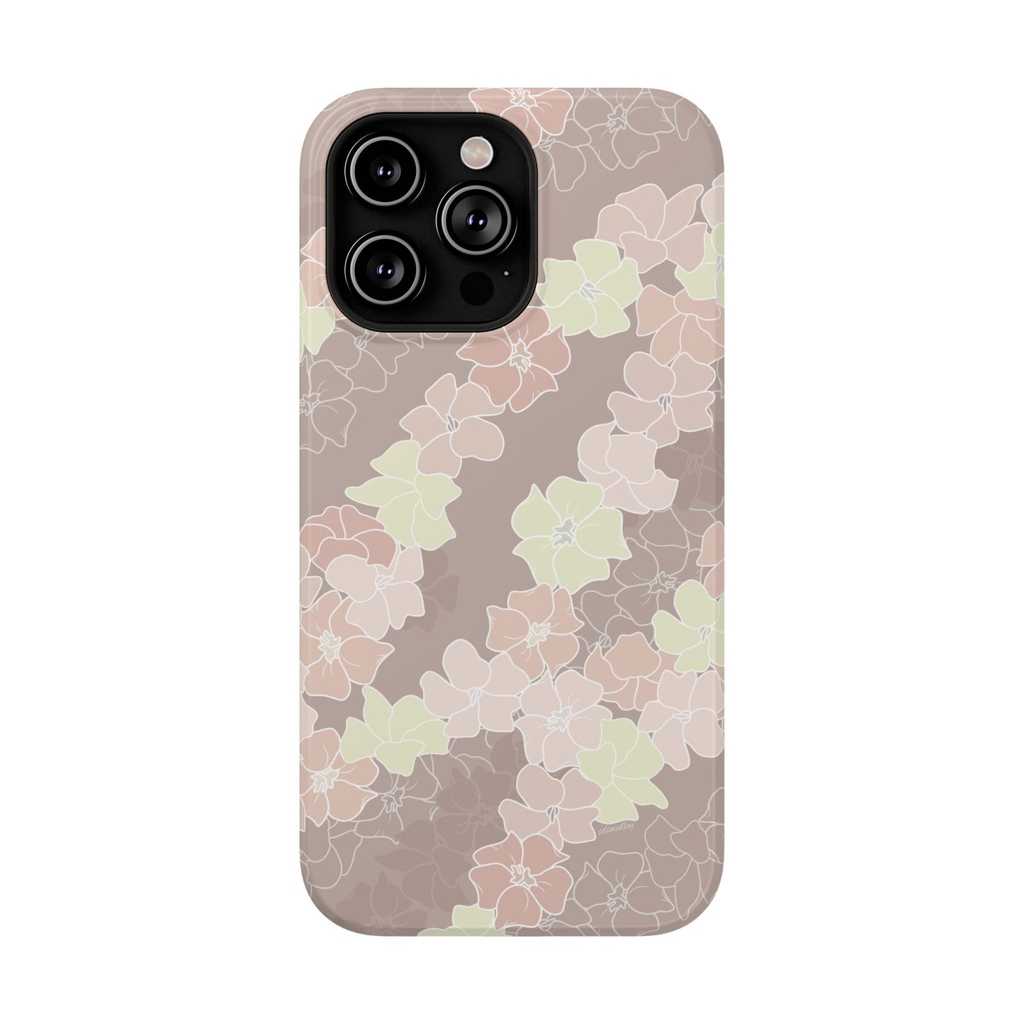 Puakenikeni En Face Flower Leis (Neutral Peaches and Beige)