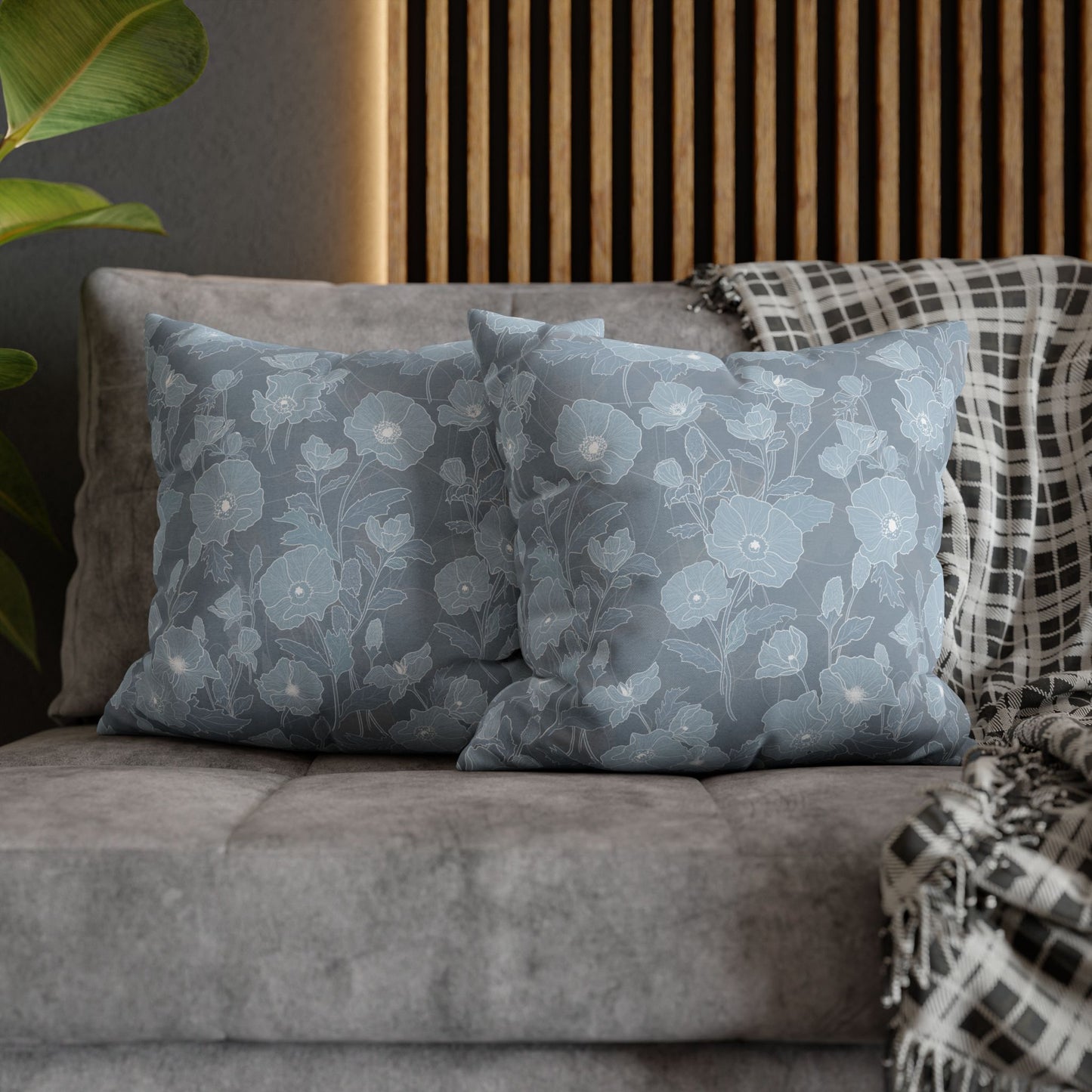 Canvas Throw Pillow Case- Pua Kala in Blue