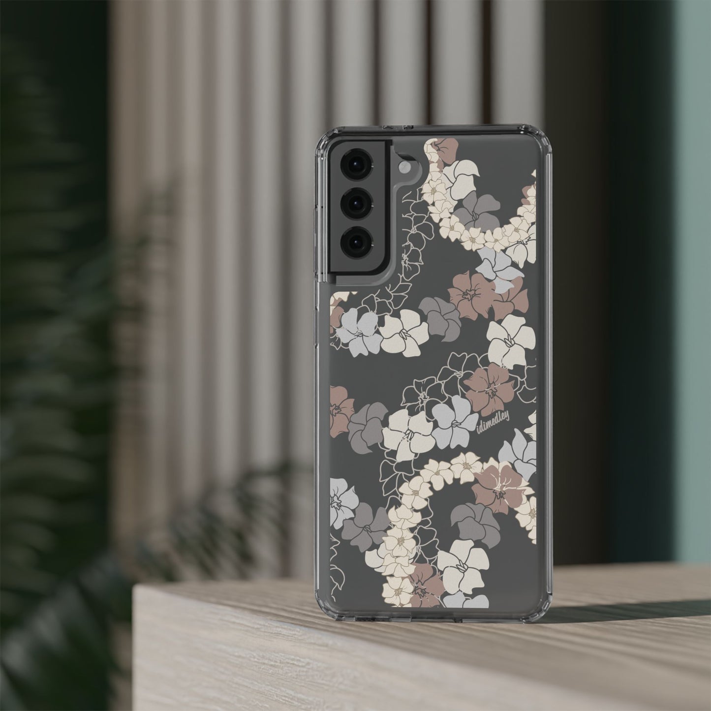 Puakenikeni En Face Flower Leis (Brown and Gray Neutrals) CLEAR Case