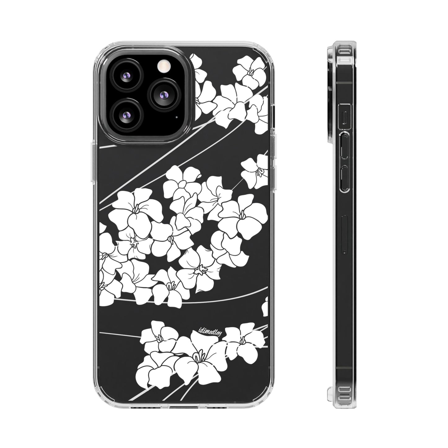Puakenikeni En Face Flower Swirls (White) CLEAR Case