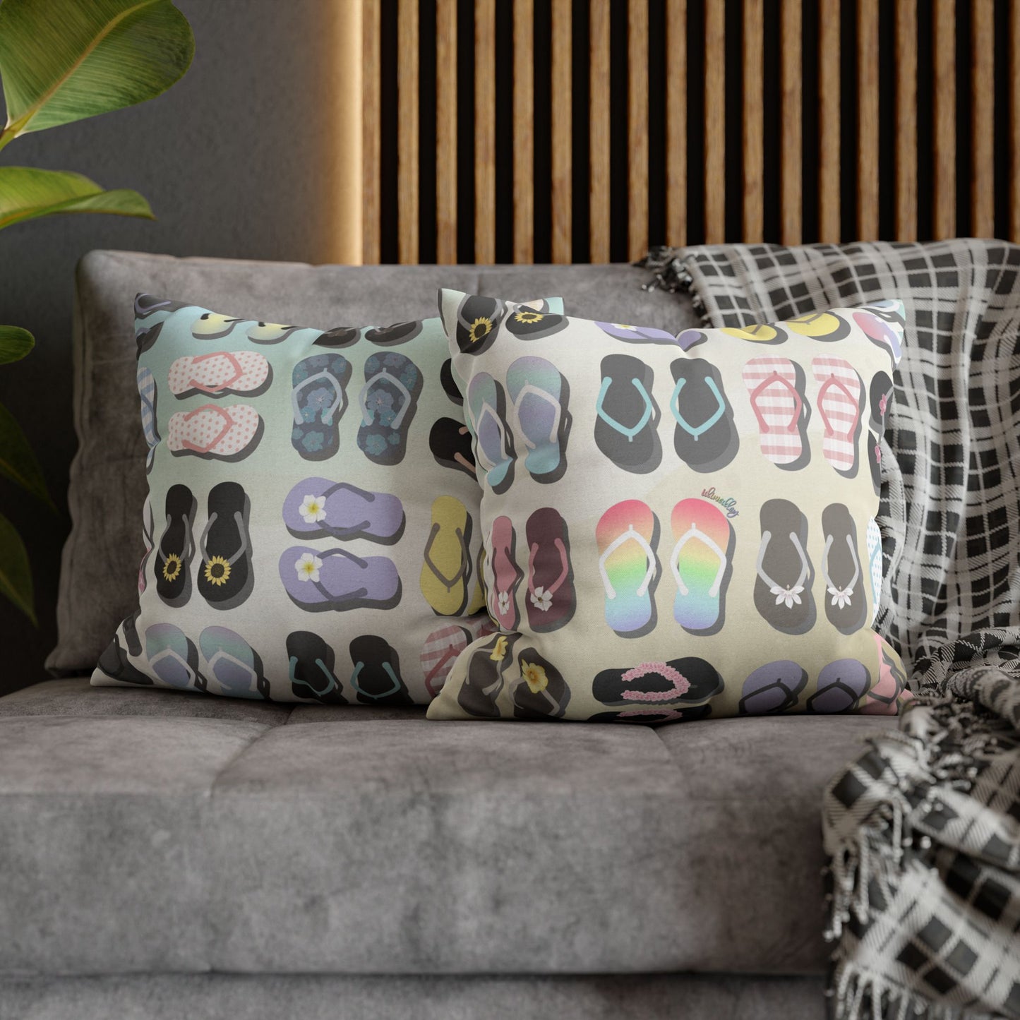 Canvas Throw Pillow Case- Sandy Pua Toes in My Rubbah Slippahs
