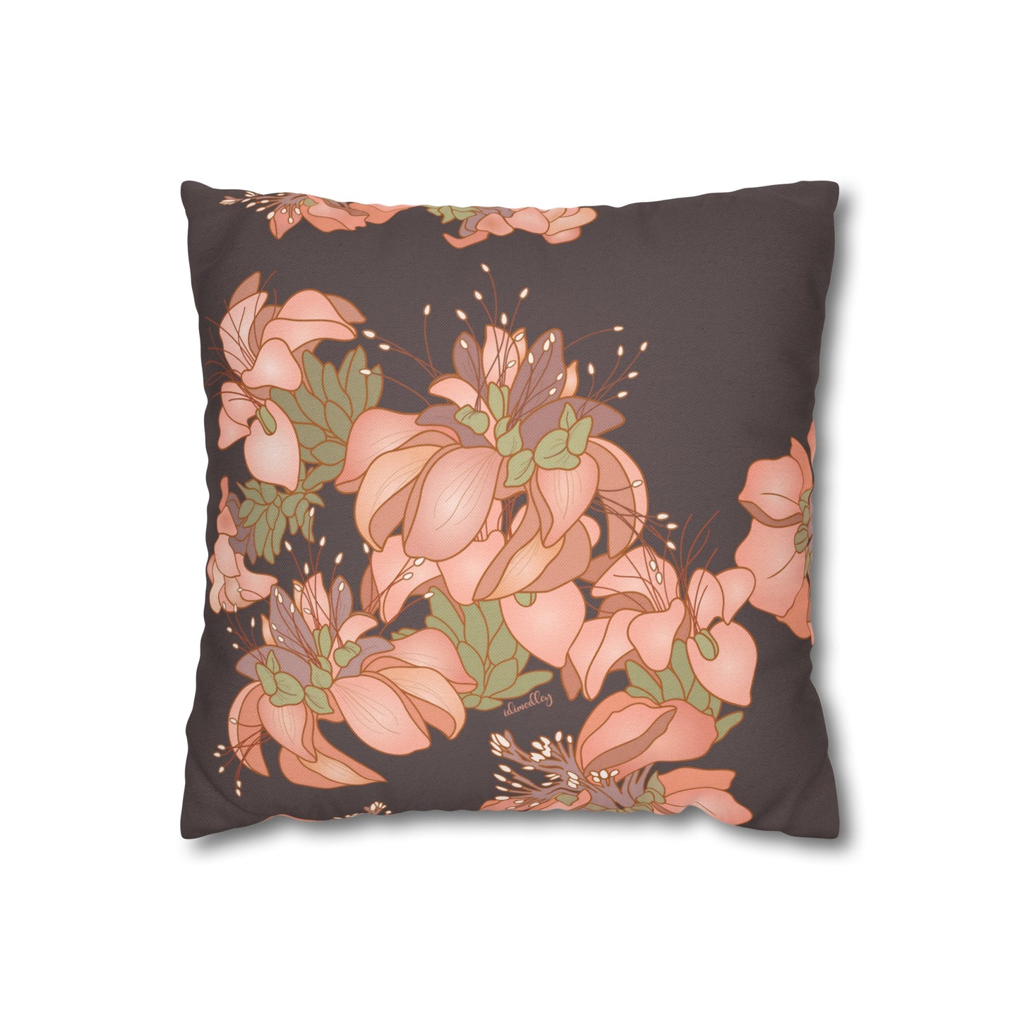 Canvas Throw Pillow Case- Wili Wili Hawaiian (Subtle Maroon)