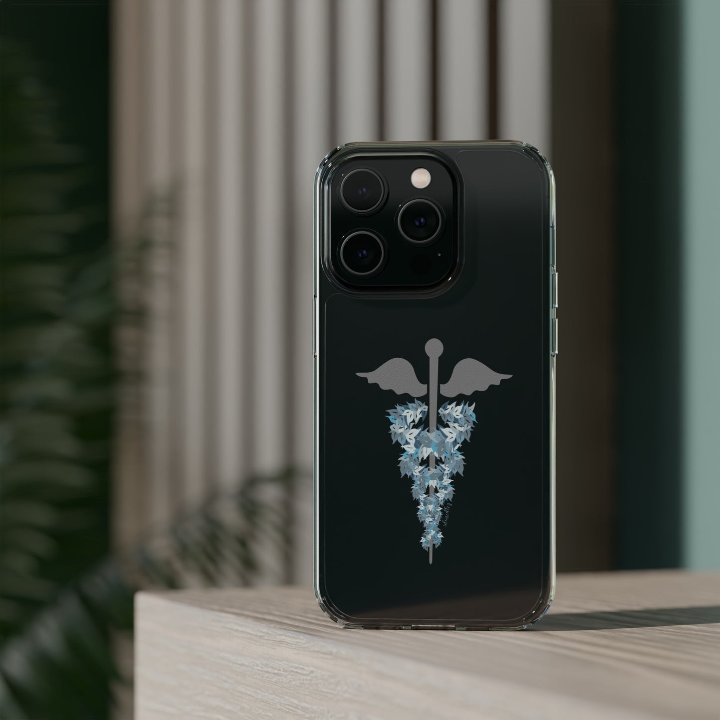 Caduceus Medical Symbol with Blue Maile Lei CLEAR Case