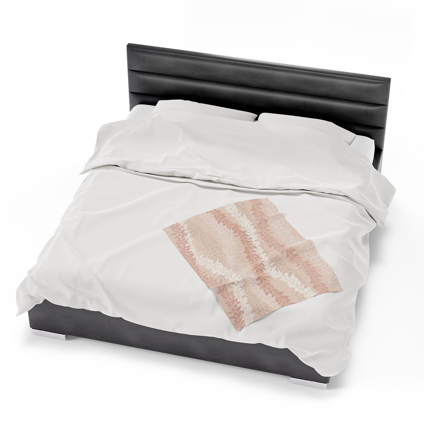 Velveteen Blanket- Hawaiian Awapuhi White Ginger Lei (Peach)