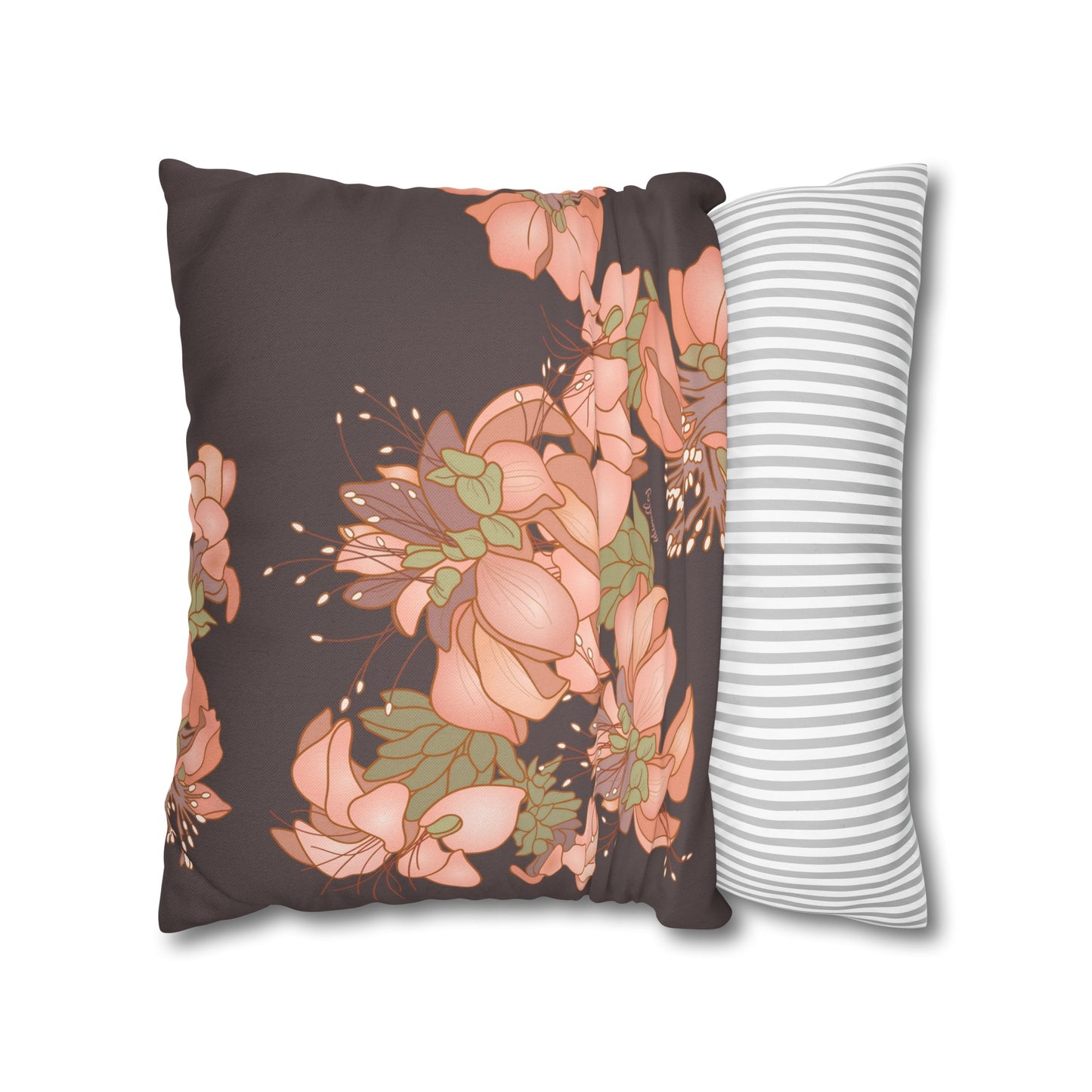 Canvas Throw Pillow Case- Wili Wili Hawaiian (Subtle Maroon)