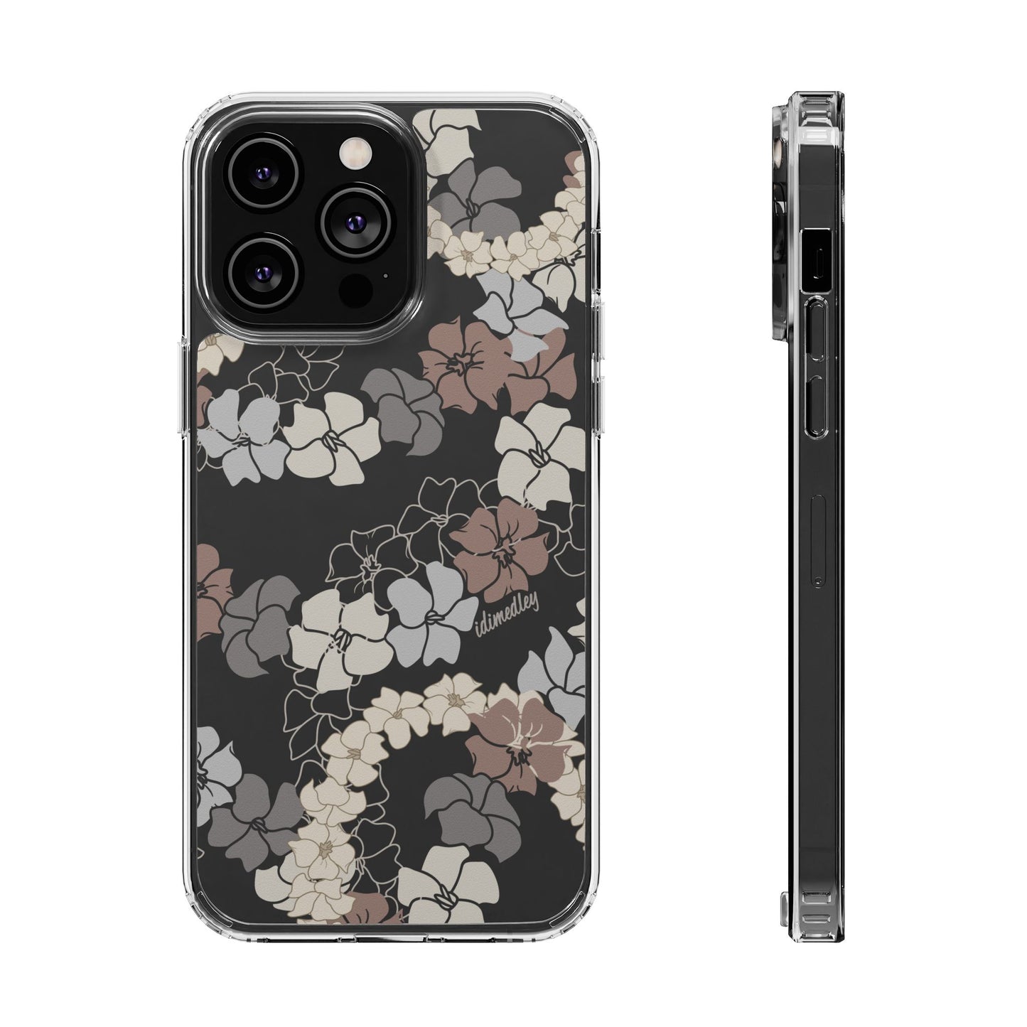 Puakenikeni En Face Flower Leis (Brown and Gray Neutrals) CLEAR Case