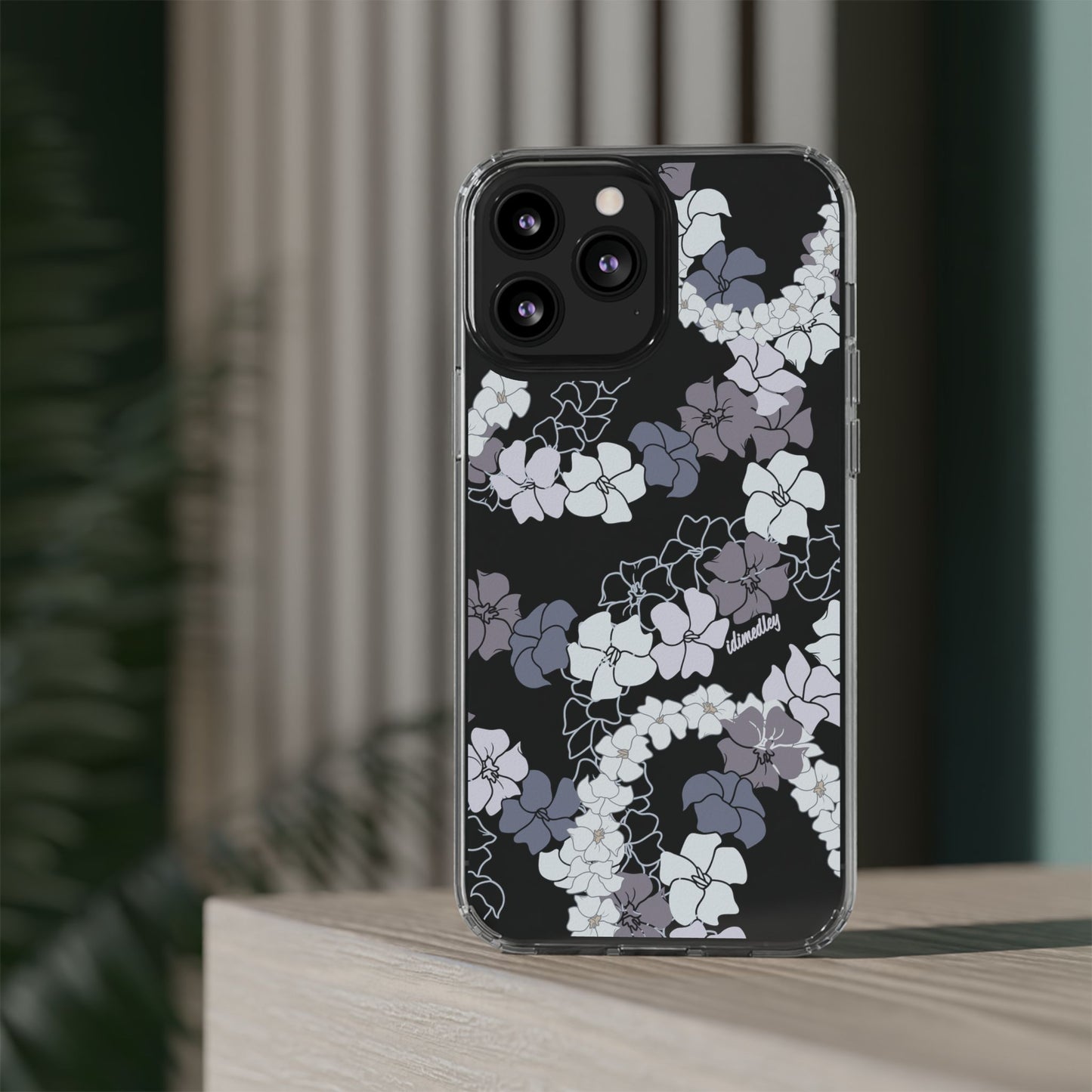 Puakenikeni En Face Flower Leis (Blue and Purple) CLEAR Case