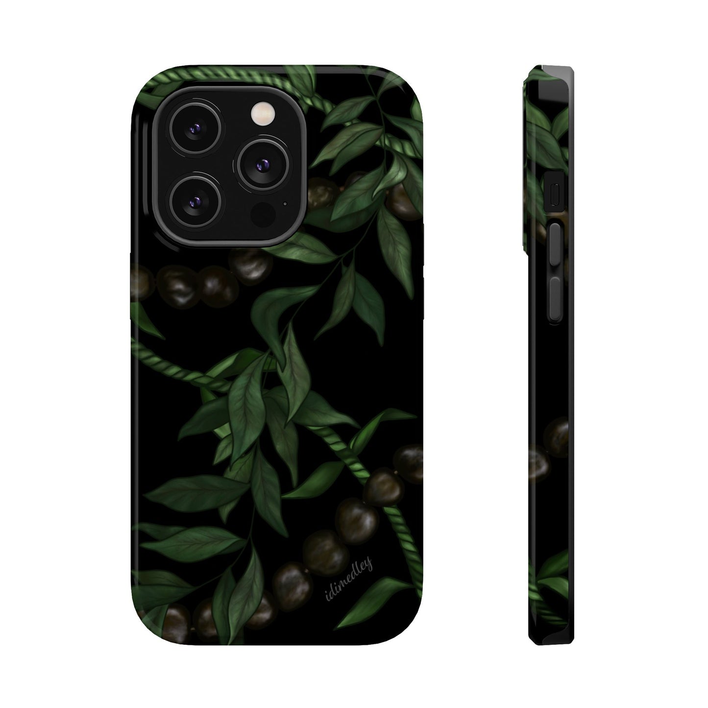 Kukui Nut, Maile, Ti Leaf Lei (Black), MAGSAFE