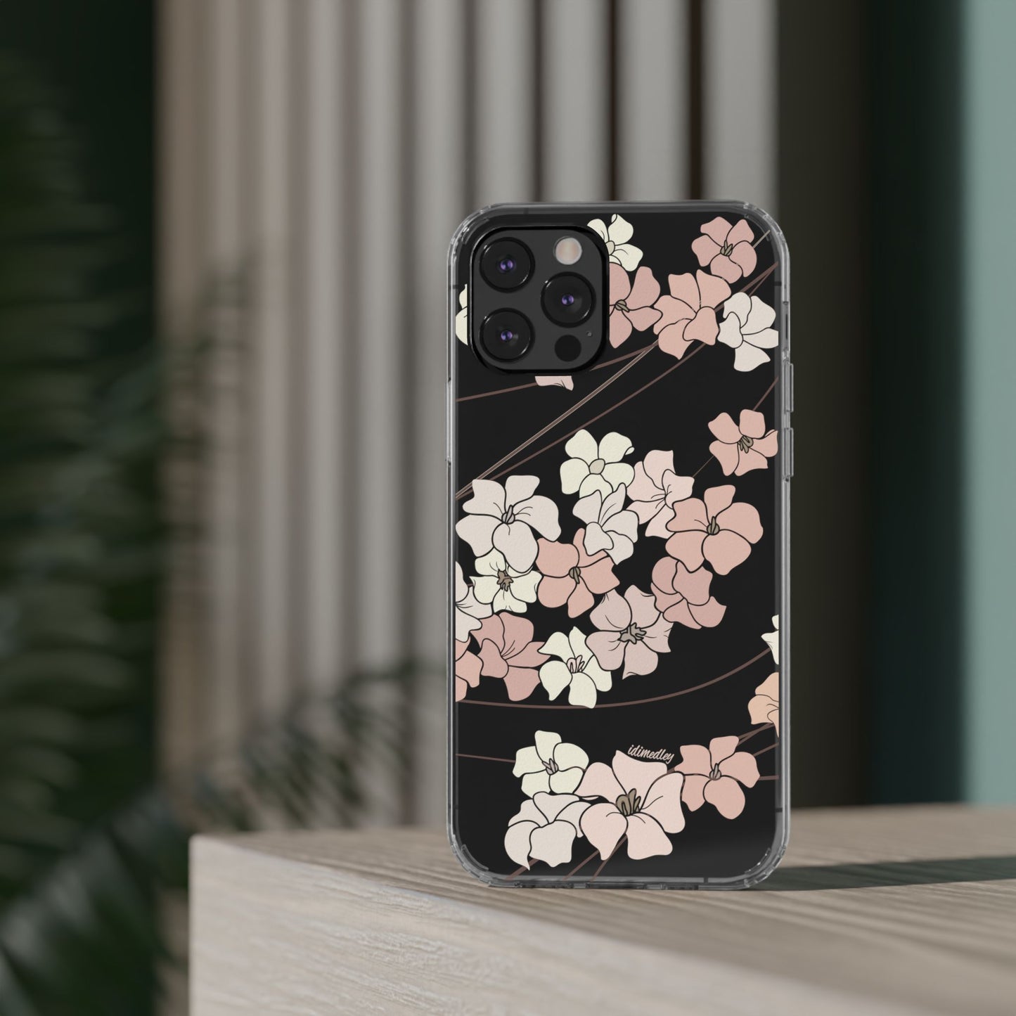Puakenikeni En Face Flower Swirls (Peachy Pinks) CLEAR Case