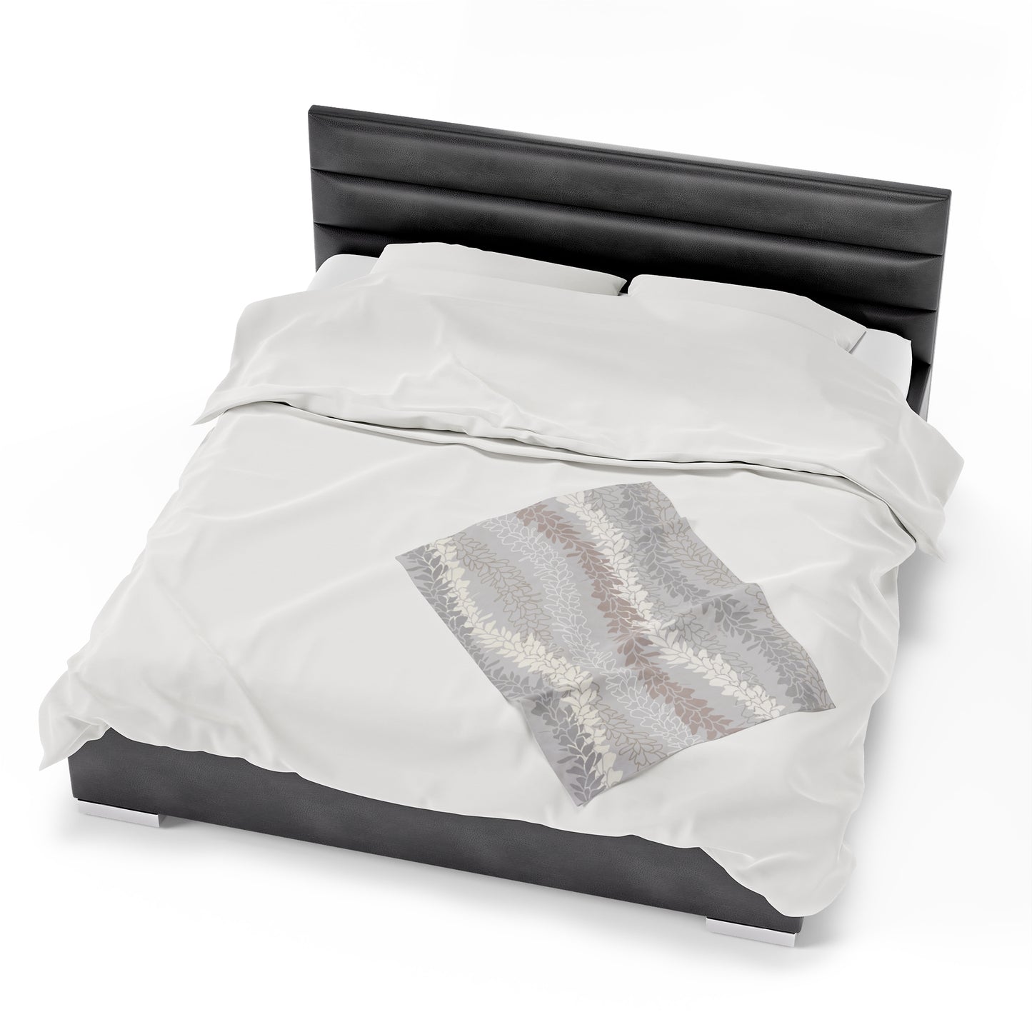 Velveteen Blanket- White Ginger Kisses (Gray)