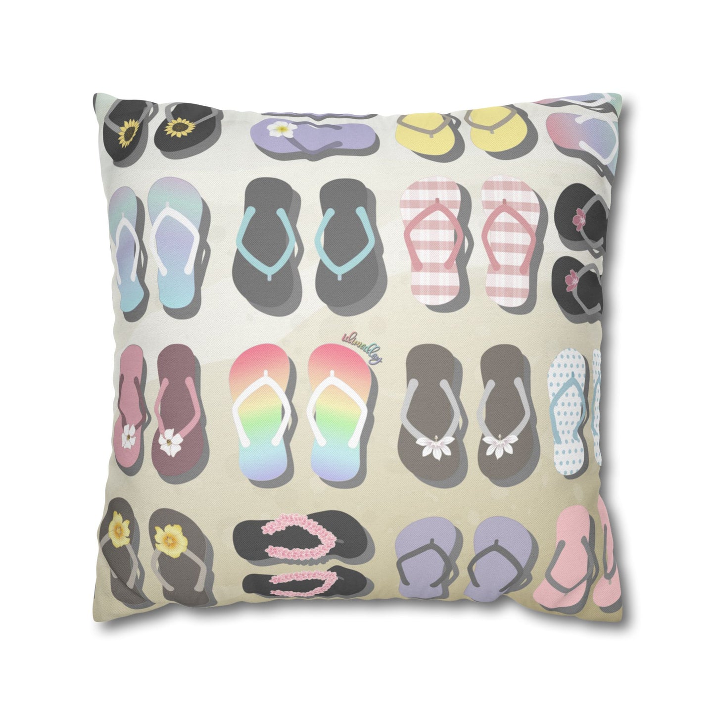 Canvas Throw Pillow Case- Sandy Pua Toes in My Rubbah Slippahs