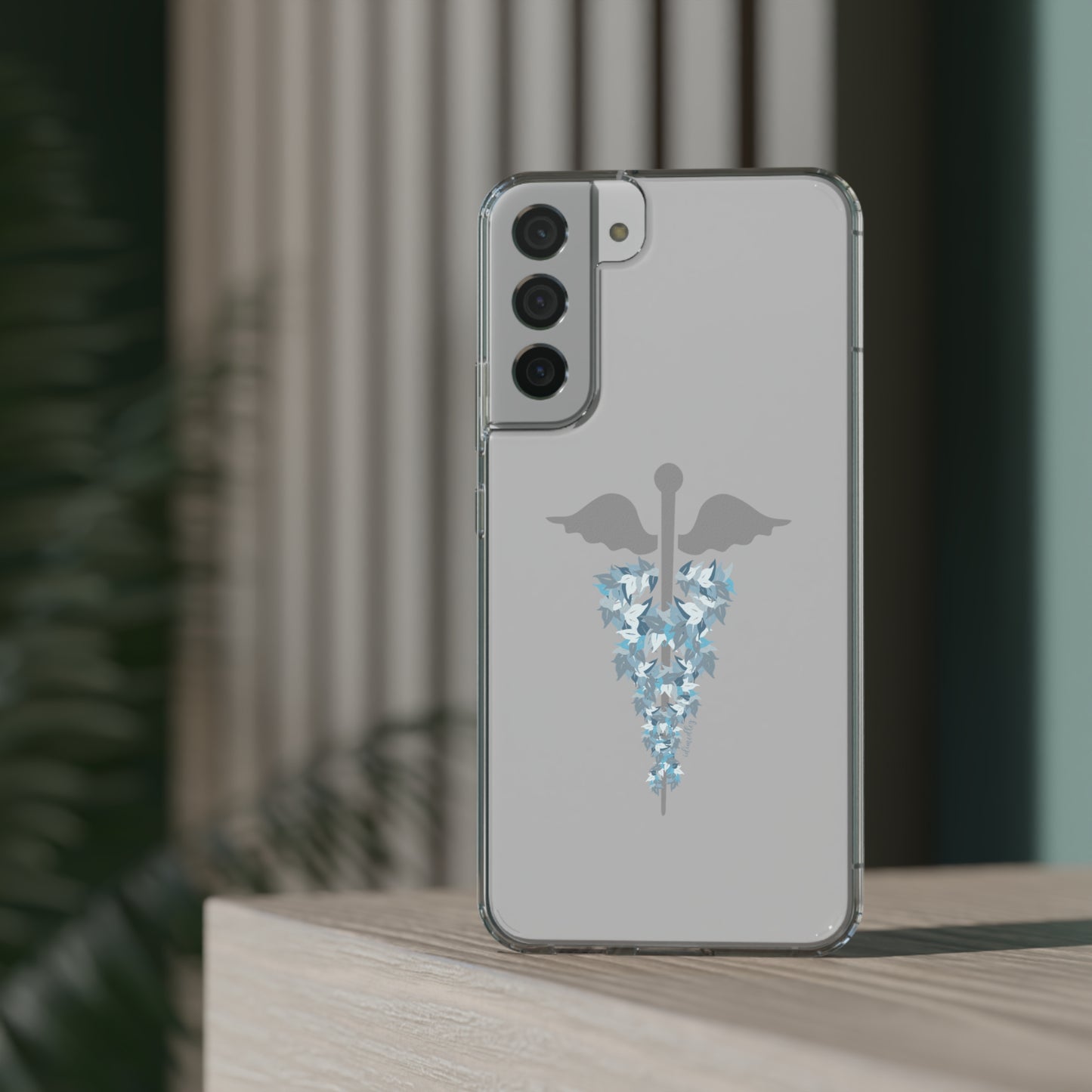 Caduceus Medical Symbol with Blue Maile Lei CLEAR Case