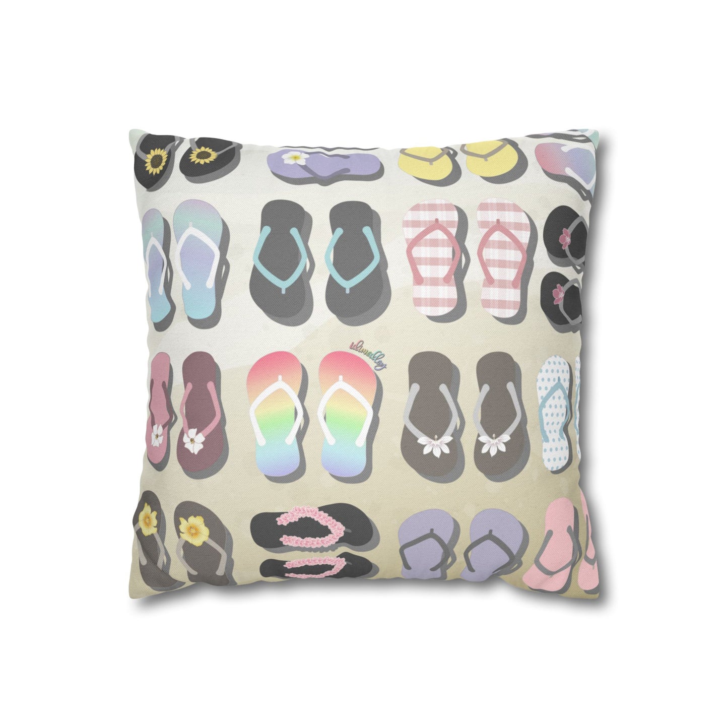 Canvas Throw Pillow Case- Sandy Pua Toes in My Rubbah Slippahs