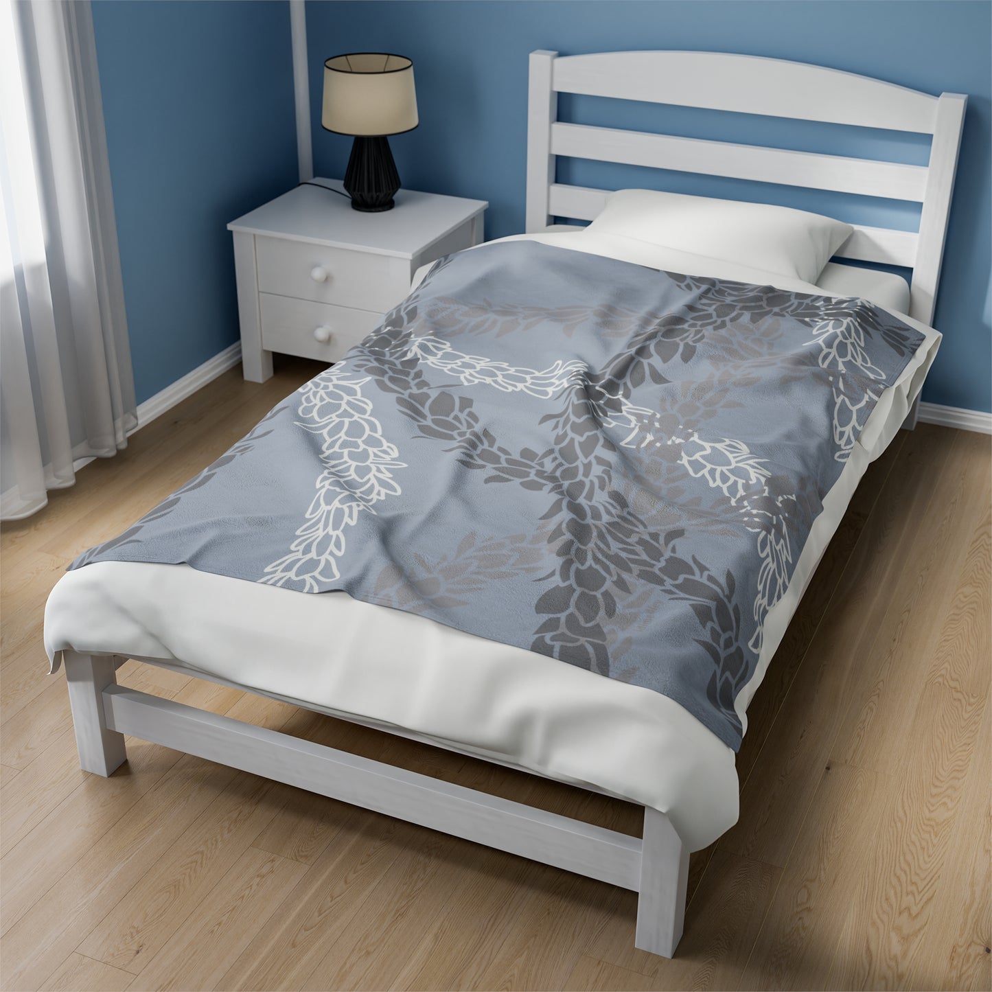 Velveteen Blanket- Pikake Wishes (Gray)