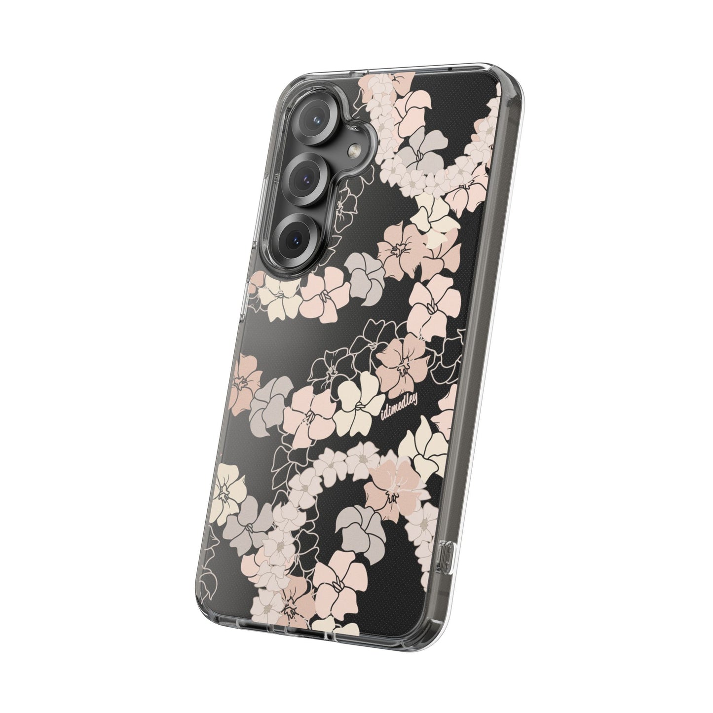 Puakenikeni En Face Flower Leis (Peachy Pinks) CLEAR Case