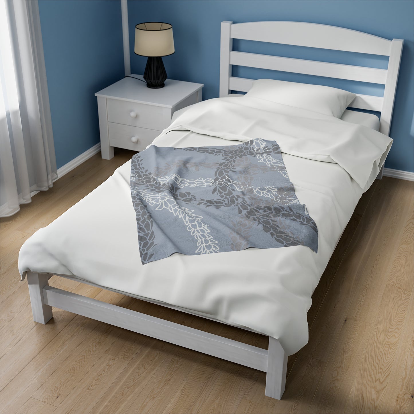 Velveteen Blanket- Pikake Wishes (Gray)