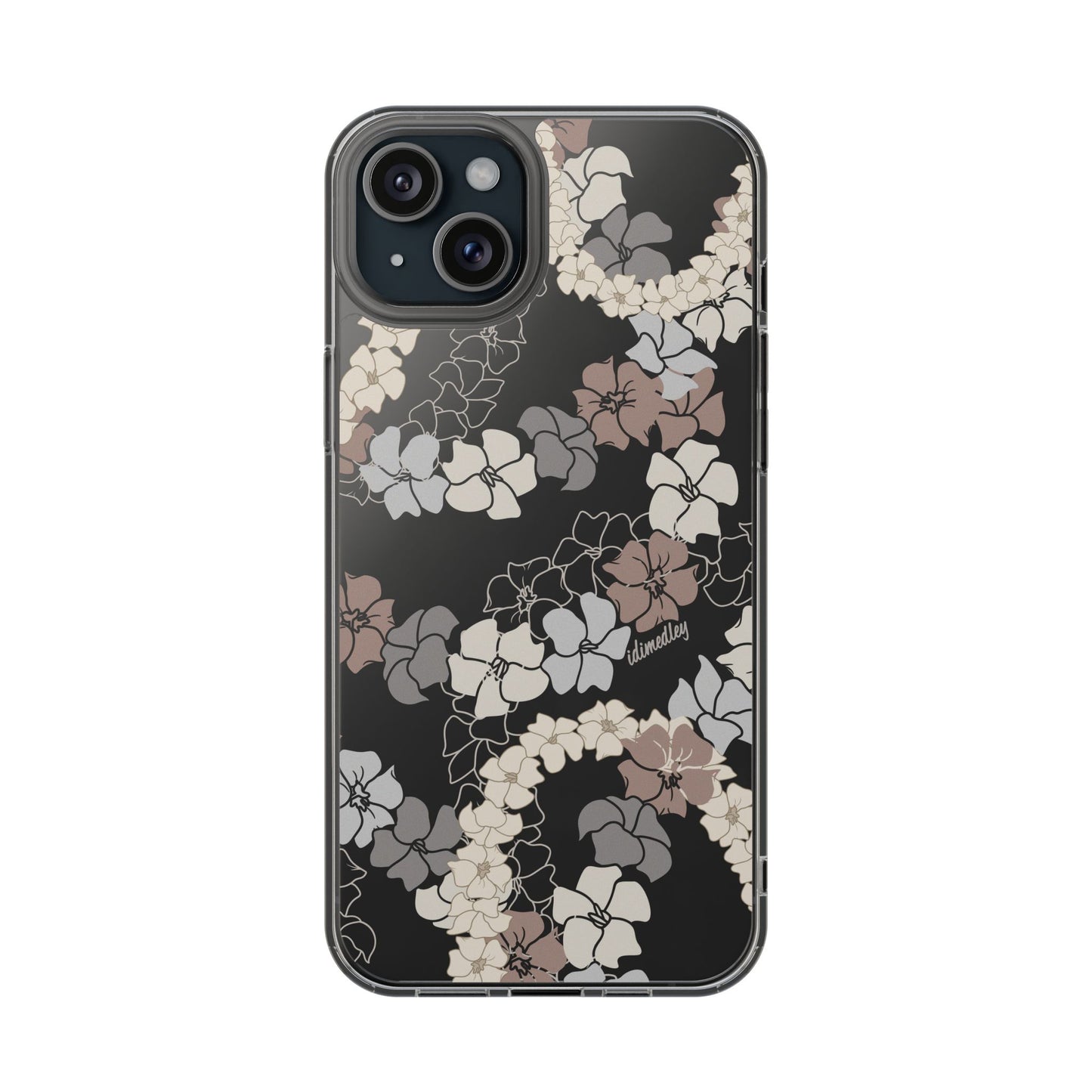 Puakenikeni En Face Flower Leis (Brown and Gray Neutrals) CLEAR Case
