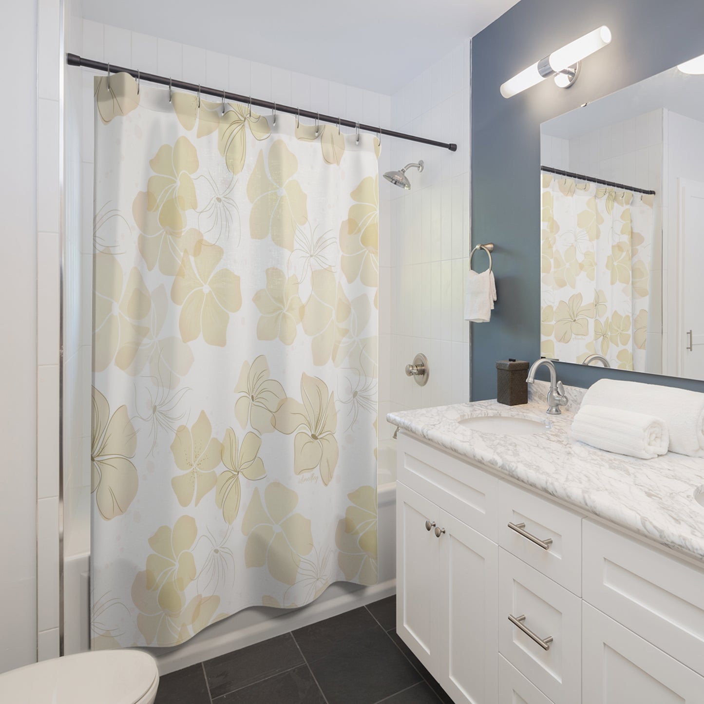 Shower Curtain- Plumeria Impressions (Yellow)