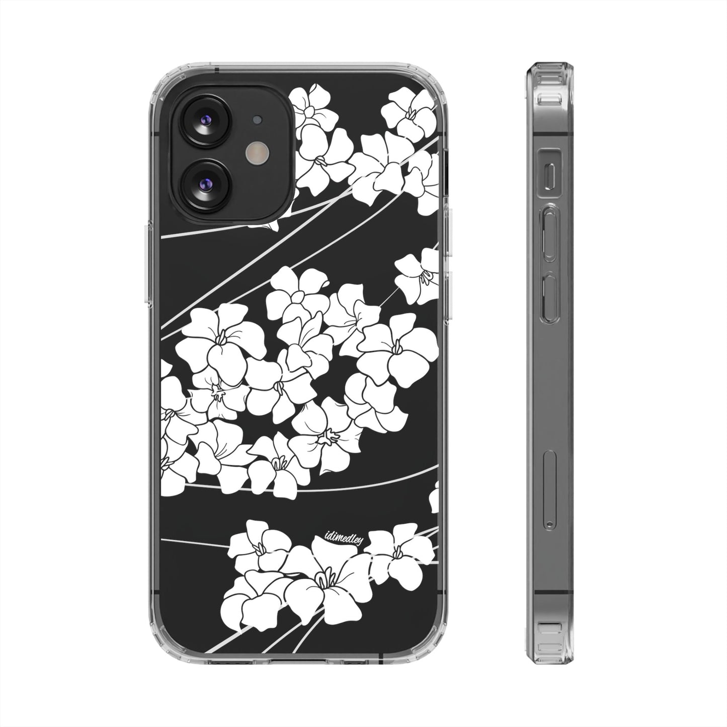 Puakenikeni En Face Flower Swirls (White) CLEAR Case