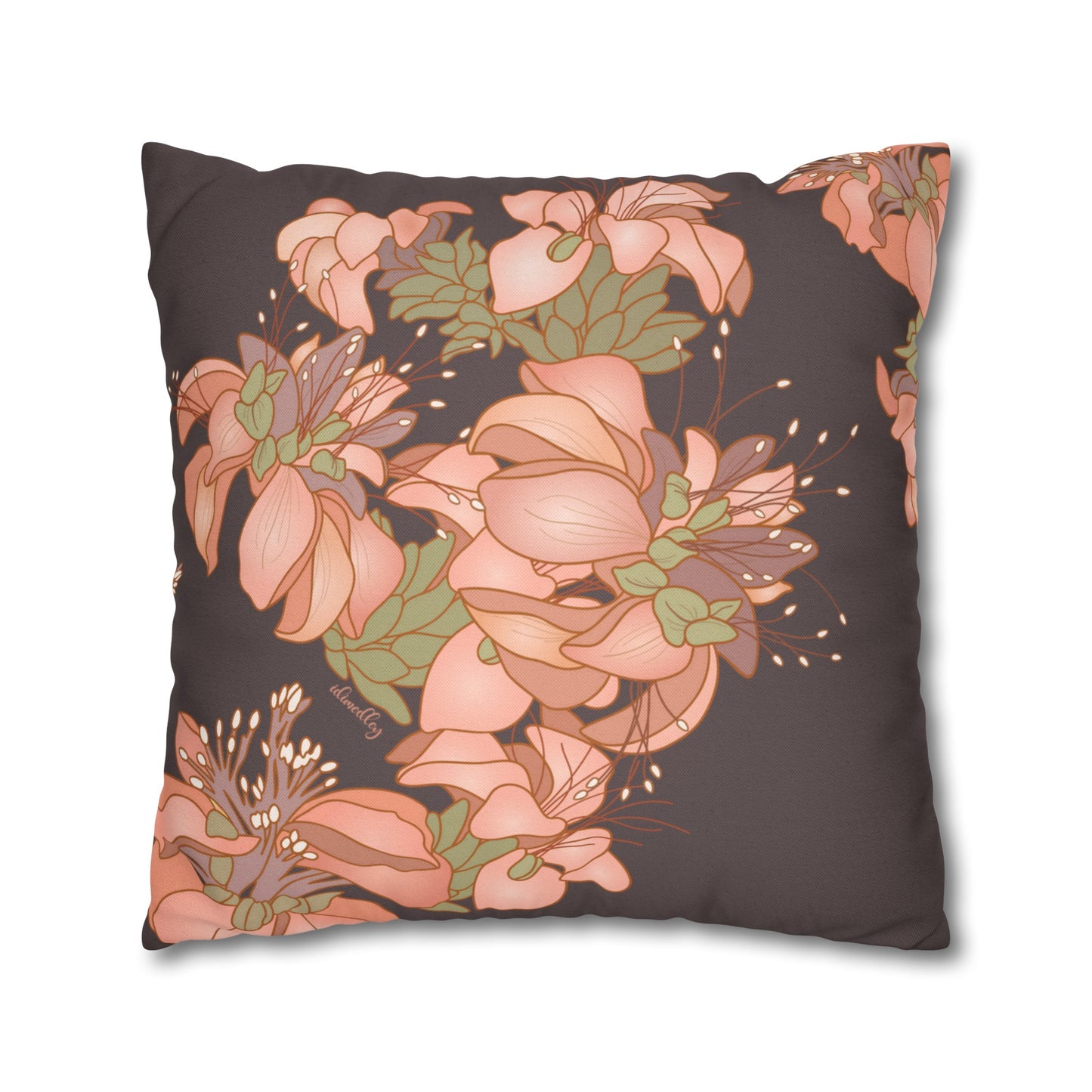 Canvas Throw Pillow Case- Wili Wili Hawaiian (Subtle Maroon)