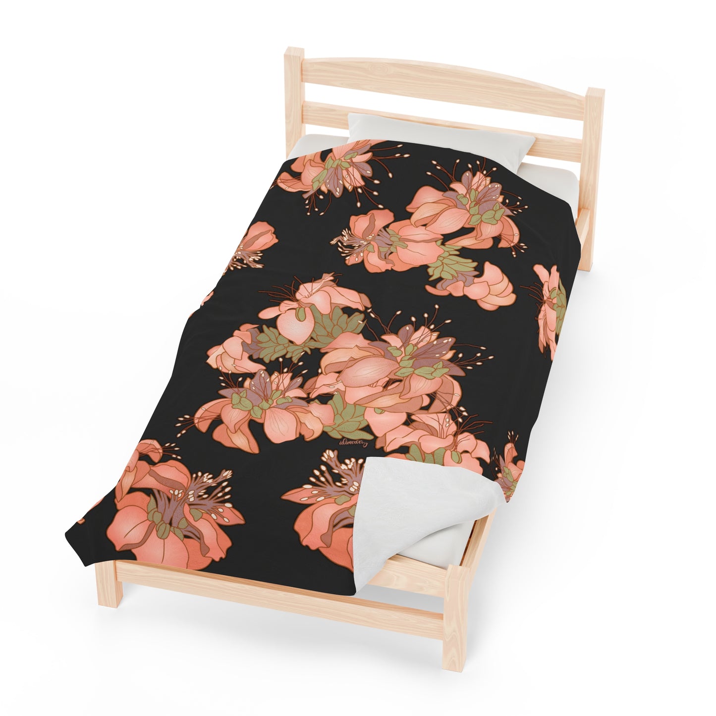 Velveteen Blanket- Hawaiian Wili Wili Flower