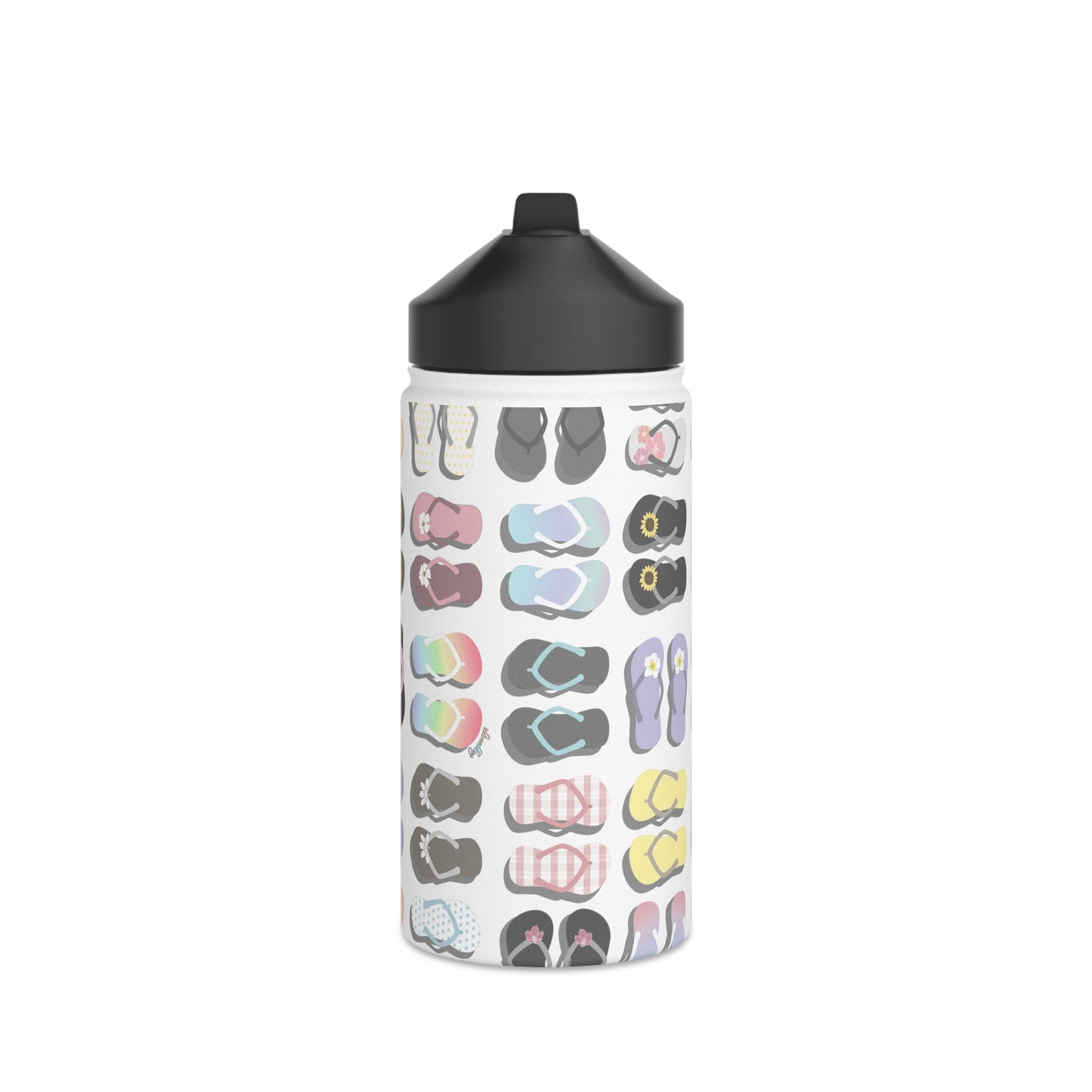 Water Bottle, 3 sizes, Stainless Steel with Sip Straw- Sandy Pua Toes in my Rubbah Slippahs