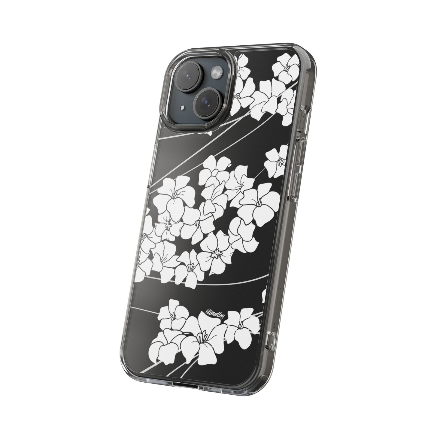 Puakenikeni En Face Flower Swirls (White) CLEAR Case