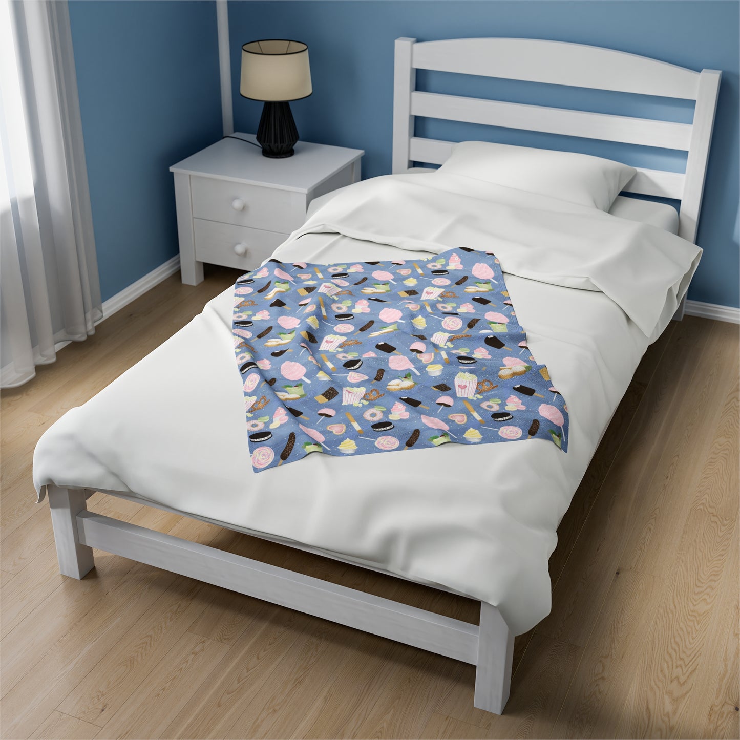 Velveteen Blanket- Happiest Park Snacks (Princess Blue)