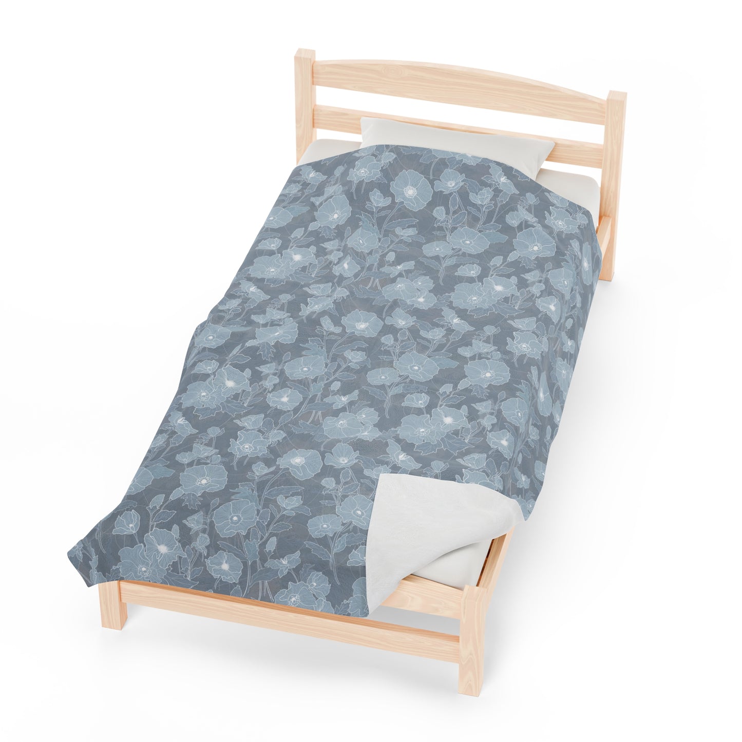 Velveteen Blanket- Pua Kala in Medium Blue