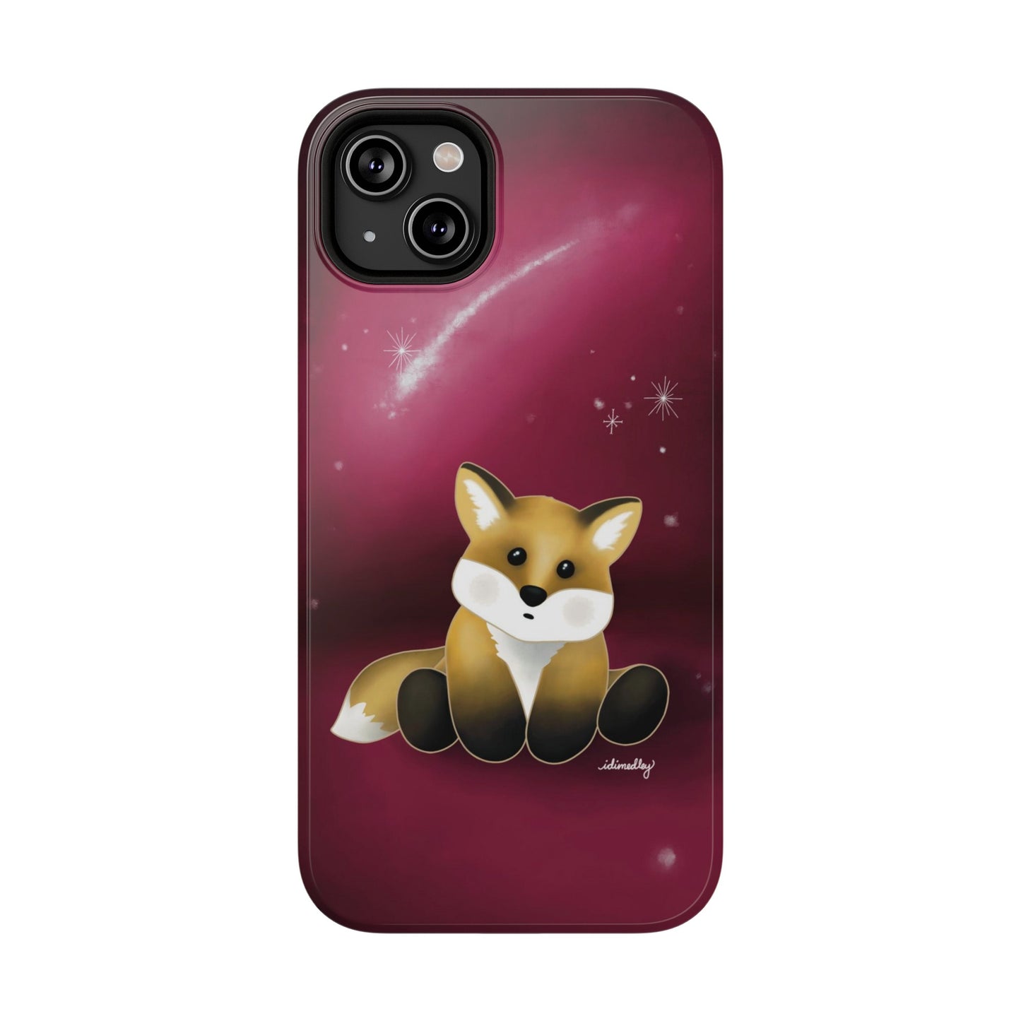 Fox in Magenta Starry Night Skies