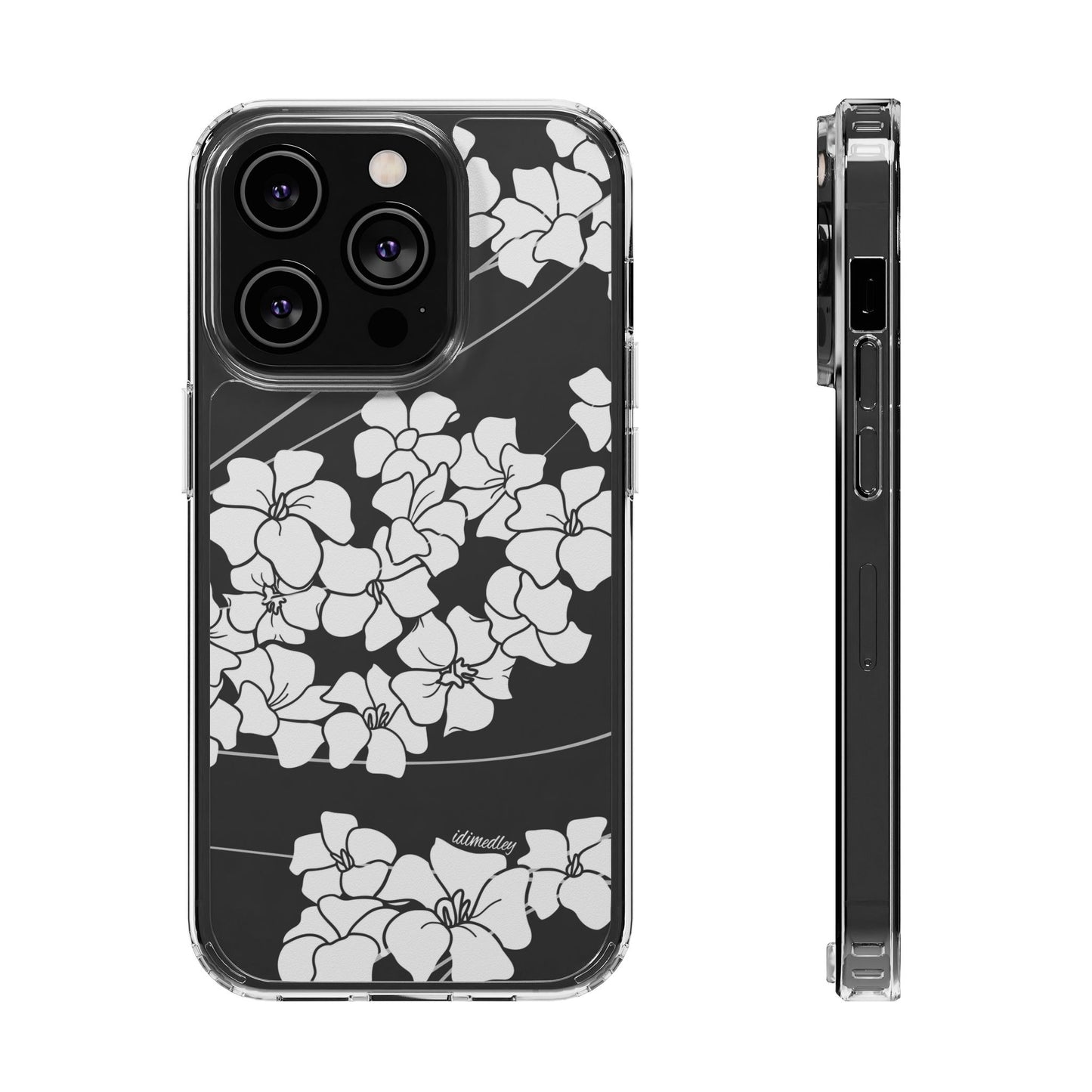 Puakenikeni En Face Flower Swirls (White) CLEAR Case