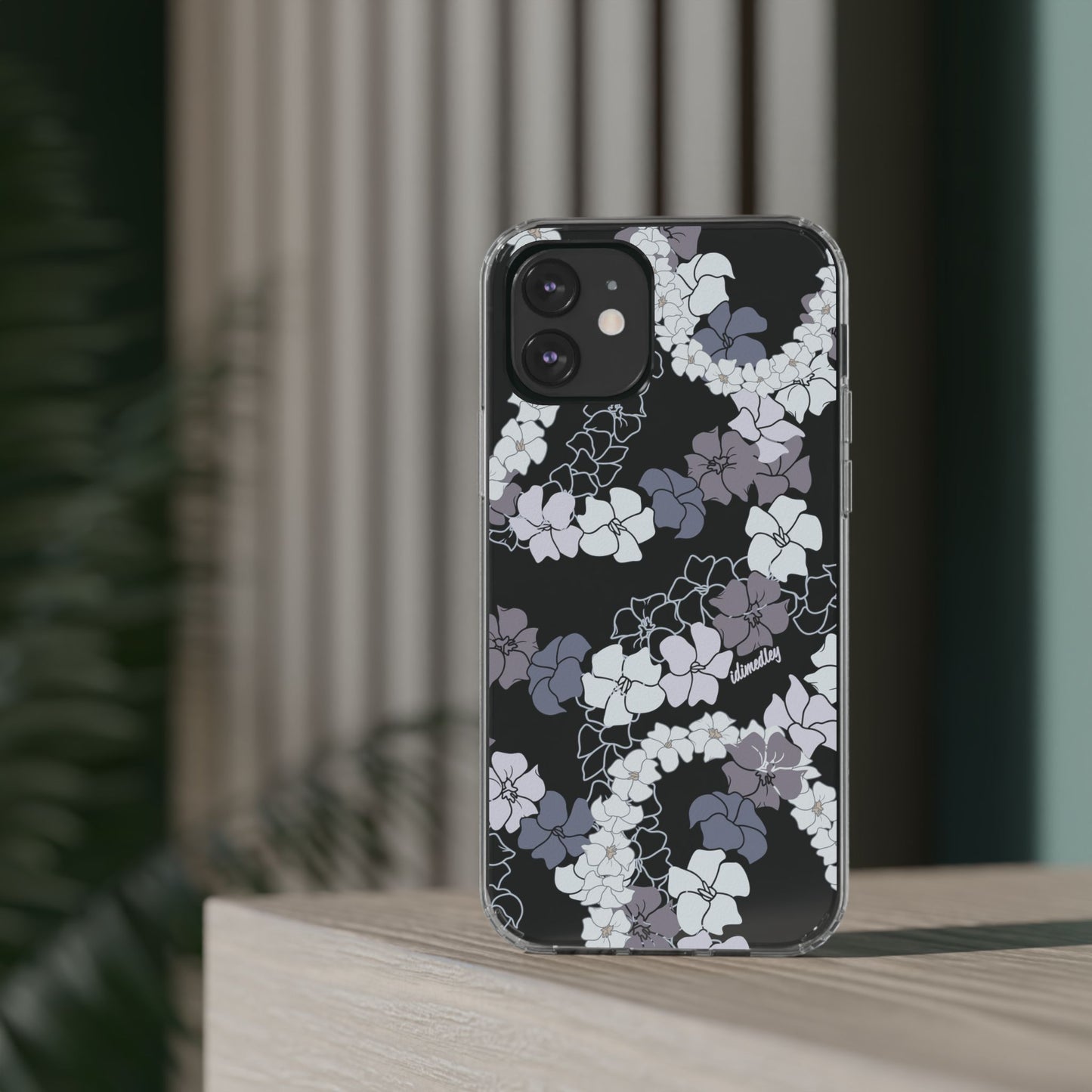 Puakenikeni En Face Flower Leis (Blue and Purple) CLEAR Case