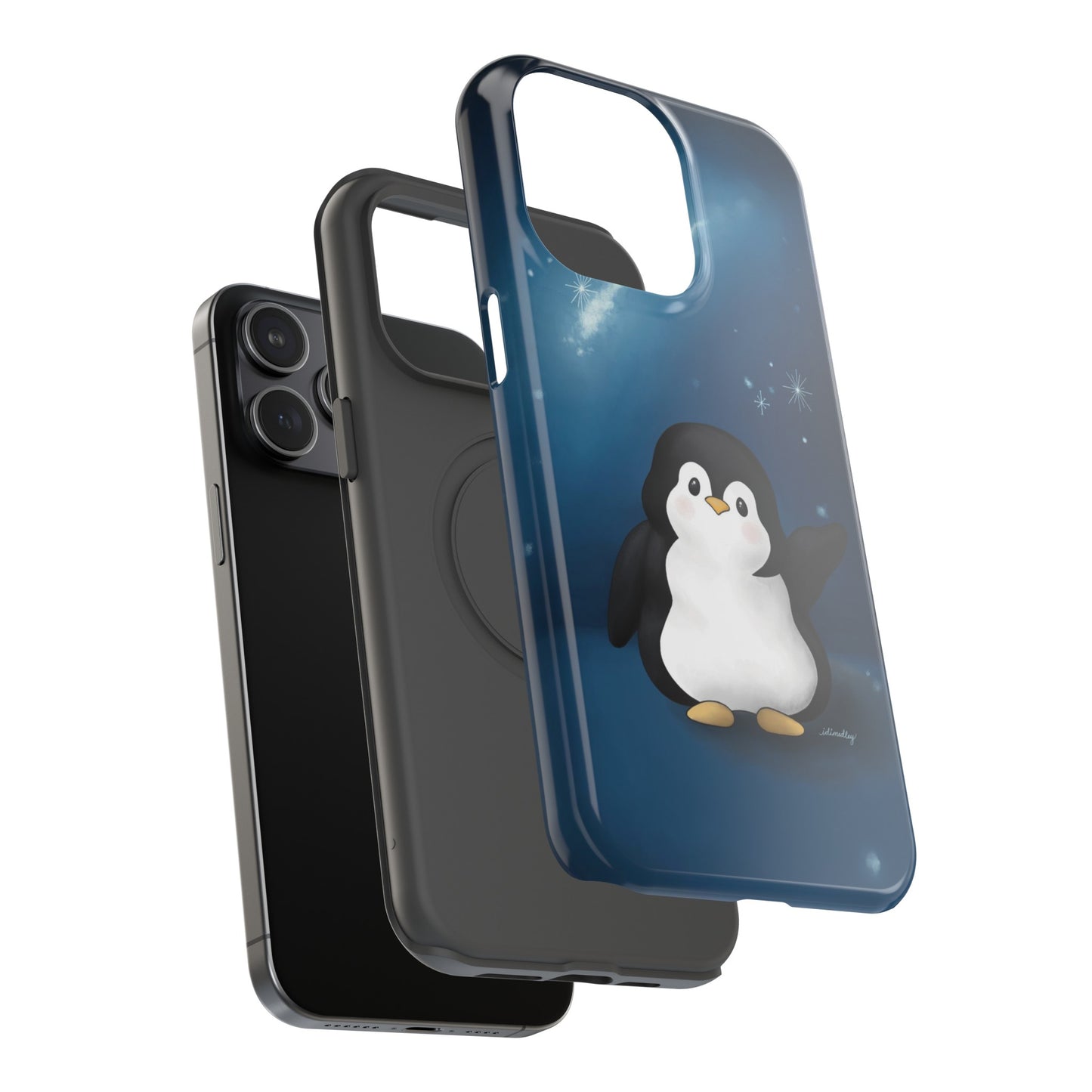 Penguin in Starry Blue Night Skies