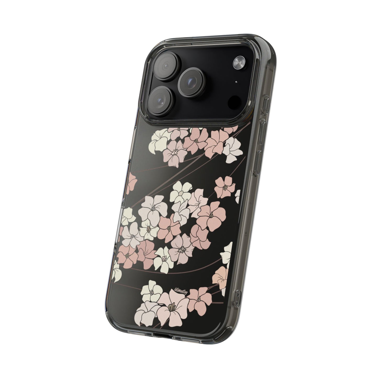 Puakenikeni En Face Flower Swirls in Peachy Pinks CLEAR Case