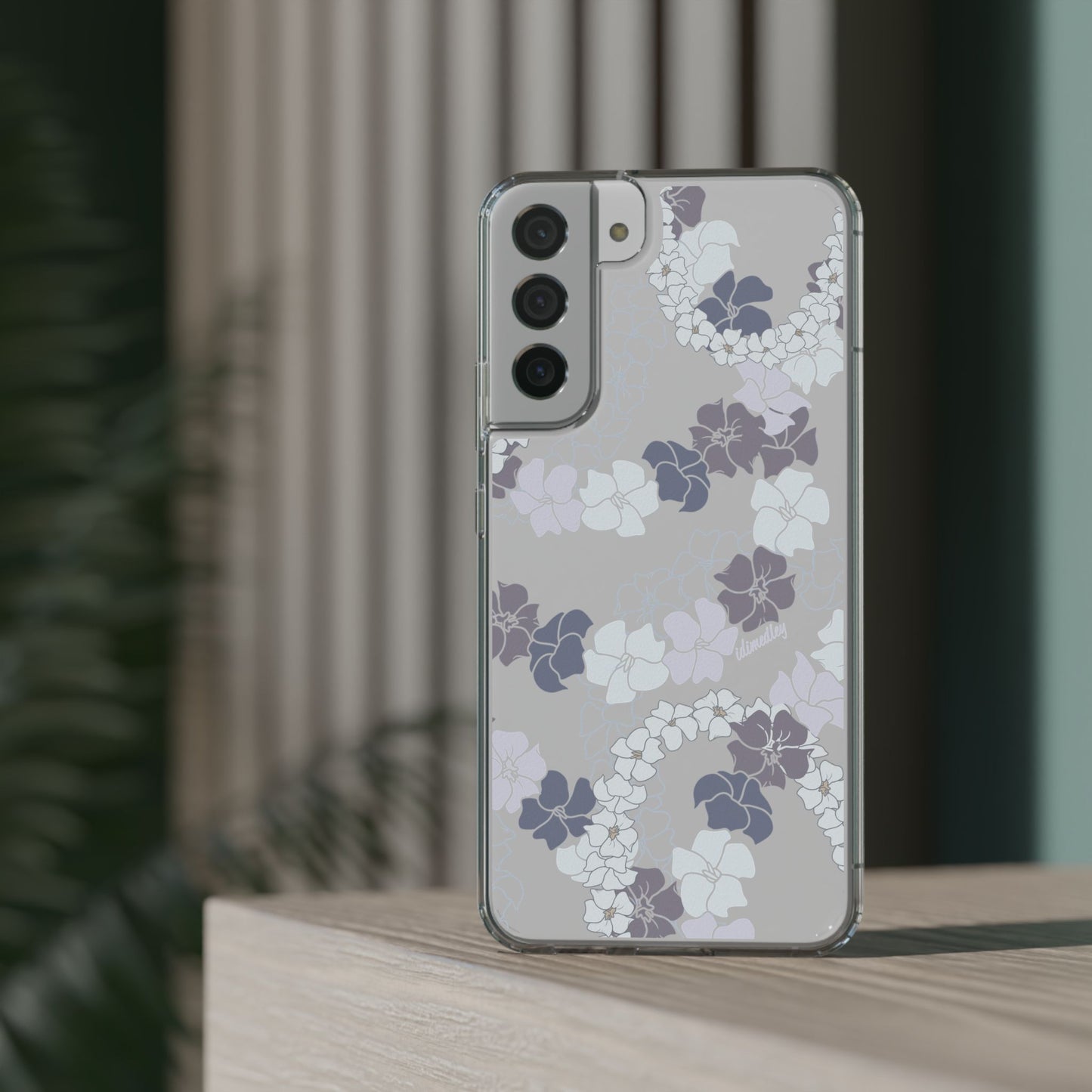 Puakenikeni En Face Flower Leis (Blue and Purple) CLEAR Case