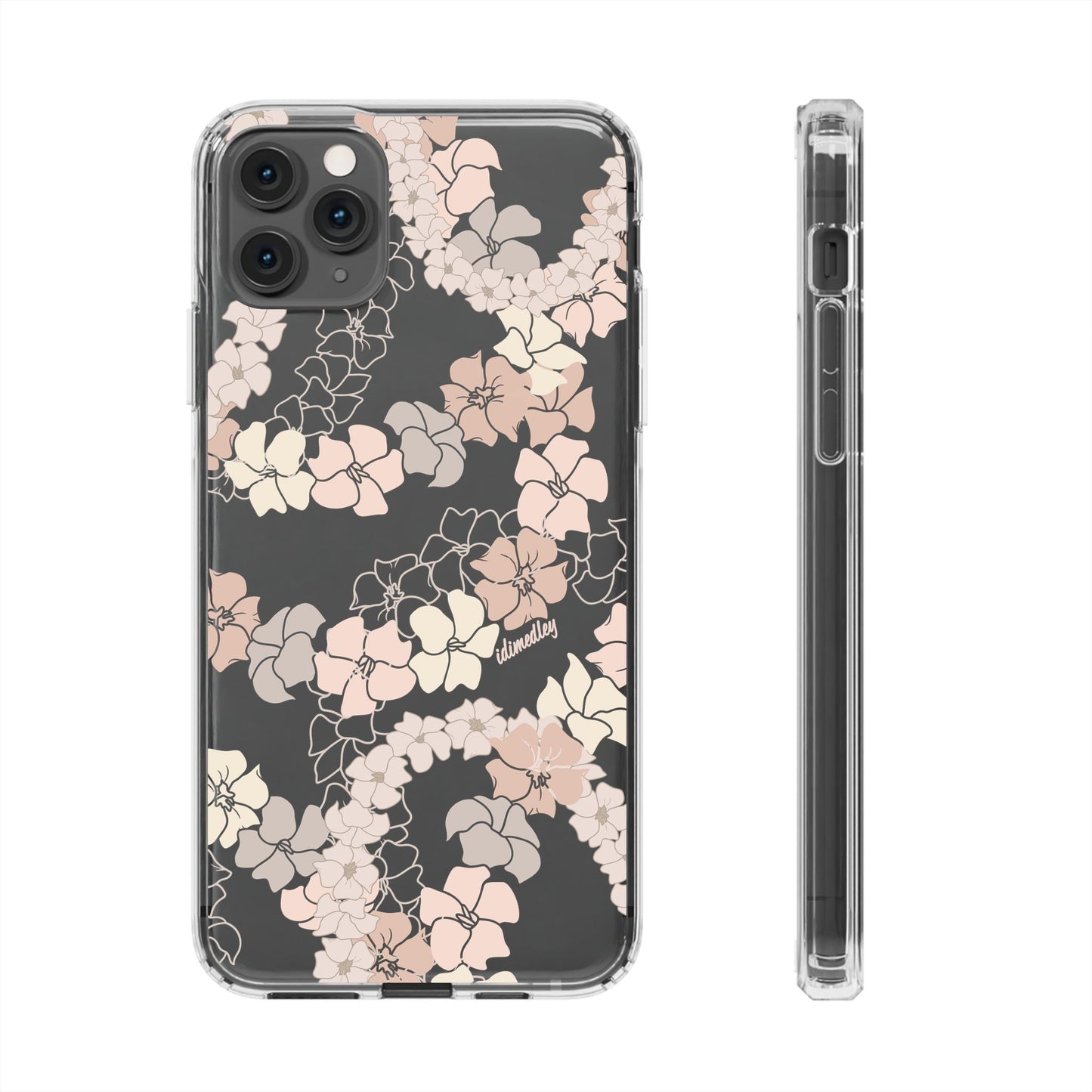 Puakenikeni En Face Flower Leis (Peachy Pinks) CLEAR Case