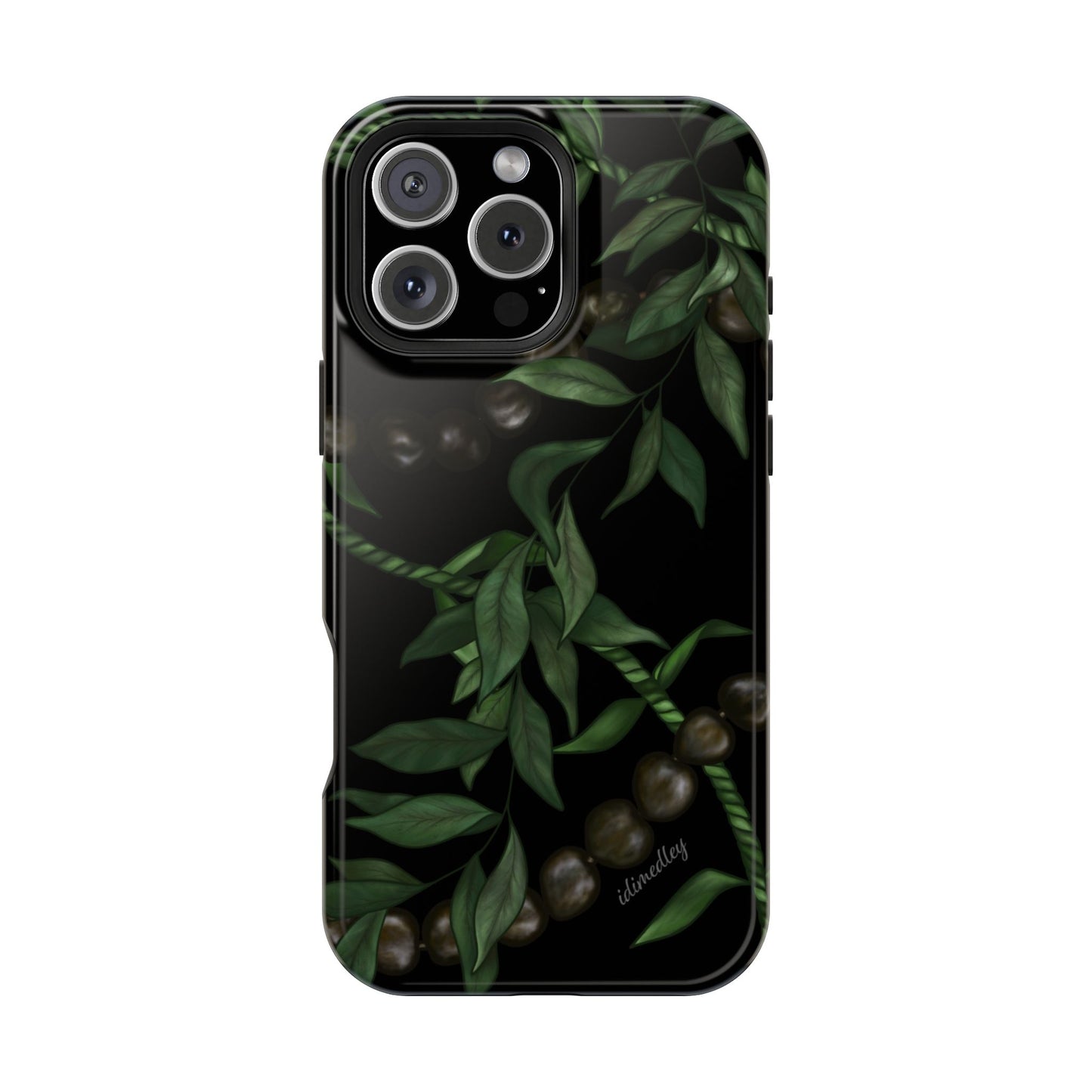 Kukui Nut, Maile, Ti Leaf Lei (Black), MAGSAFE