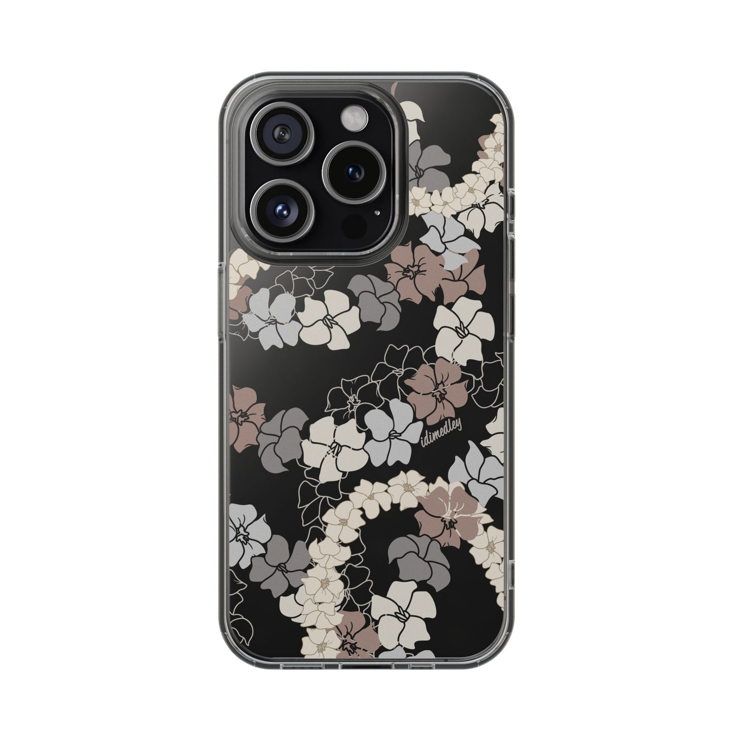 Puakenikeni En Face Flower Leis (Brown and Gray Neutrals) CLEAR Case
