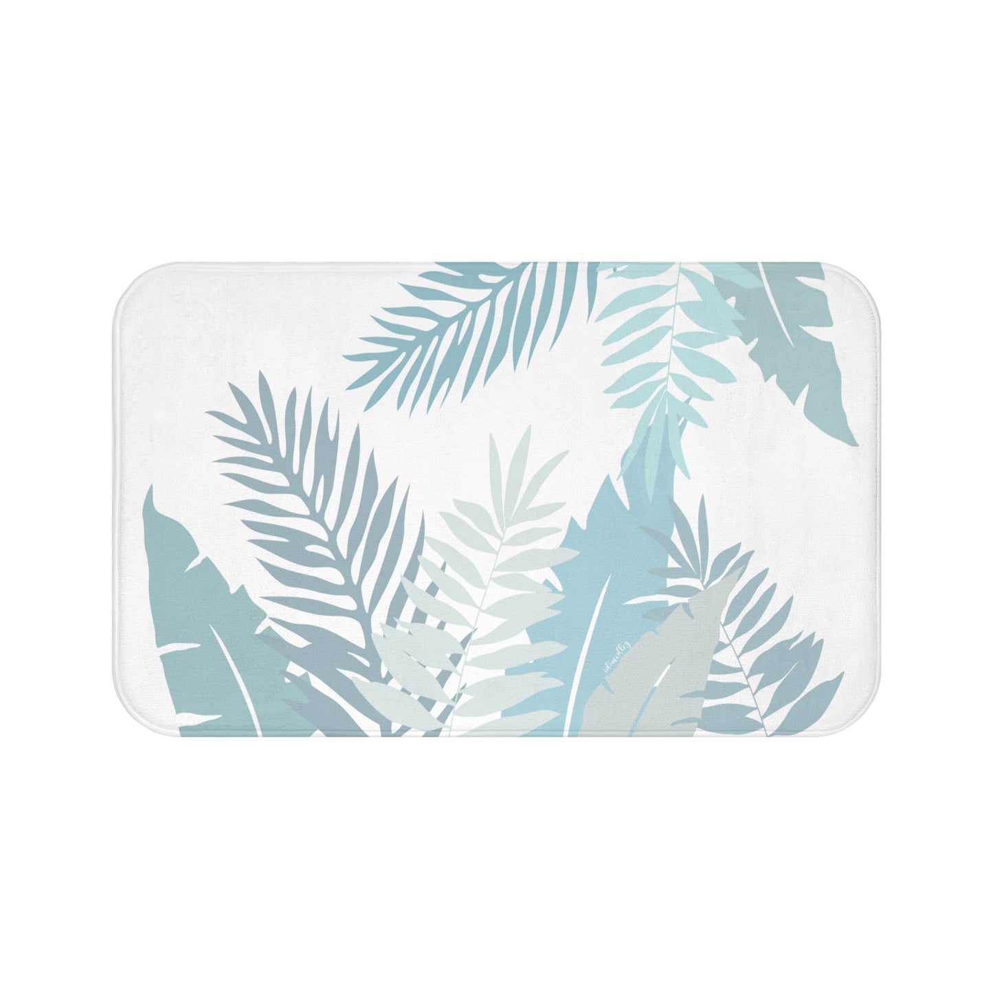 Bath Mat- Whispering Leaves in Blue