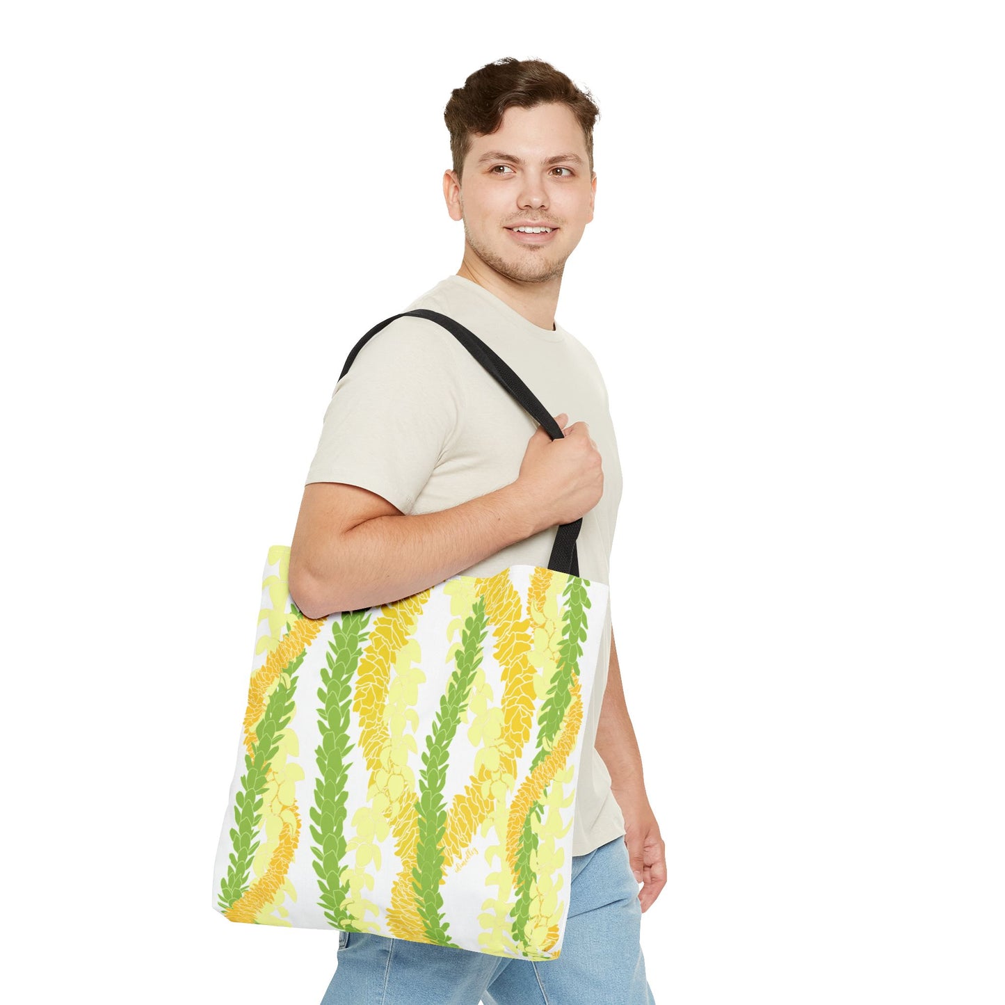 Tote bag- Triple Strand Ilima, Pakalana and Puakenikeni Ilima Leis (White)