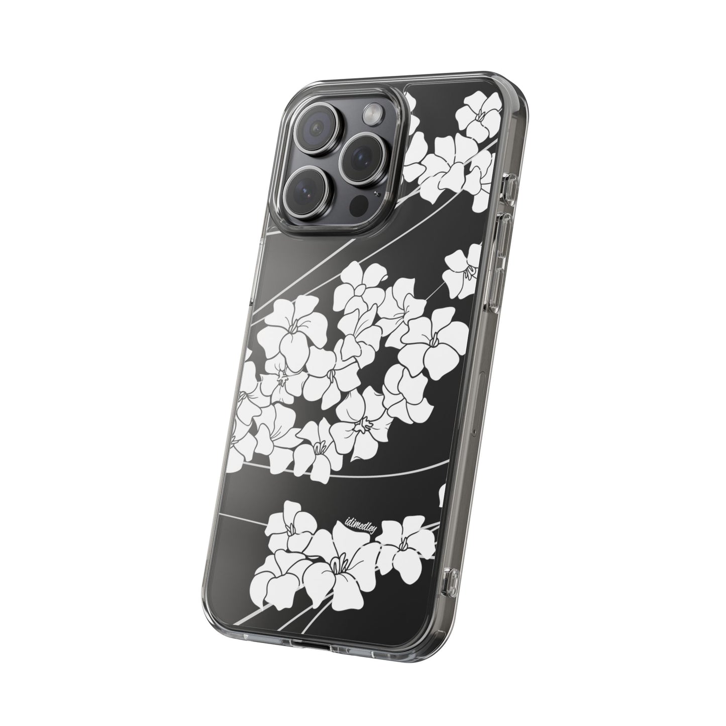 Puakenikeni En Face Flower Swirls (White) CLEAR Case