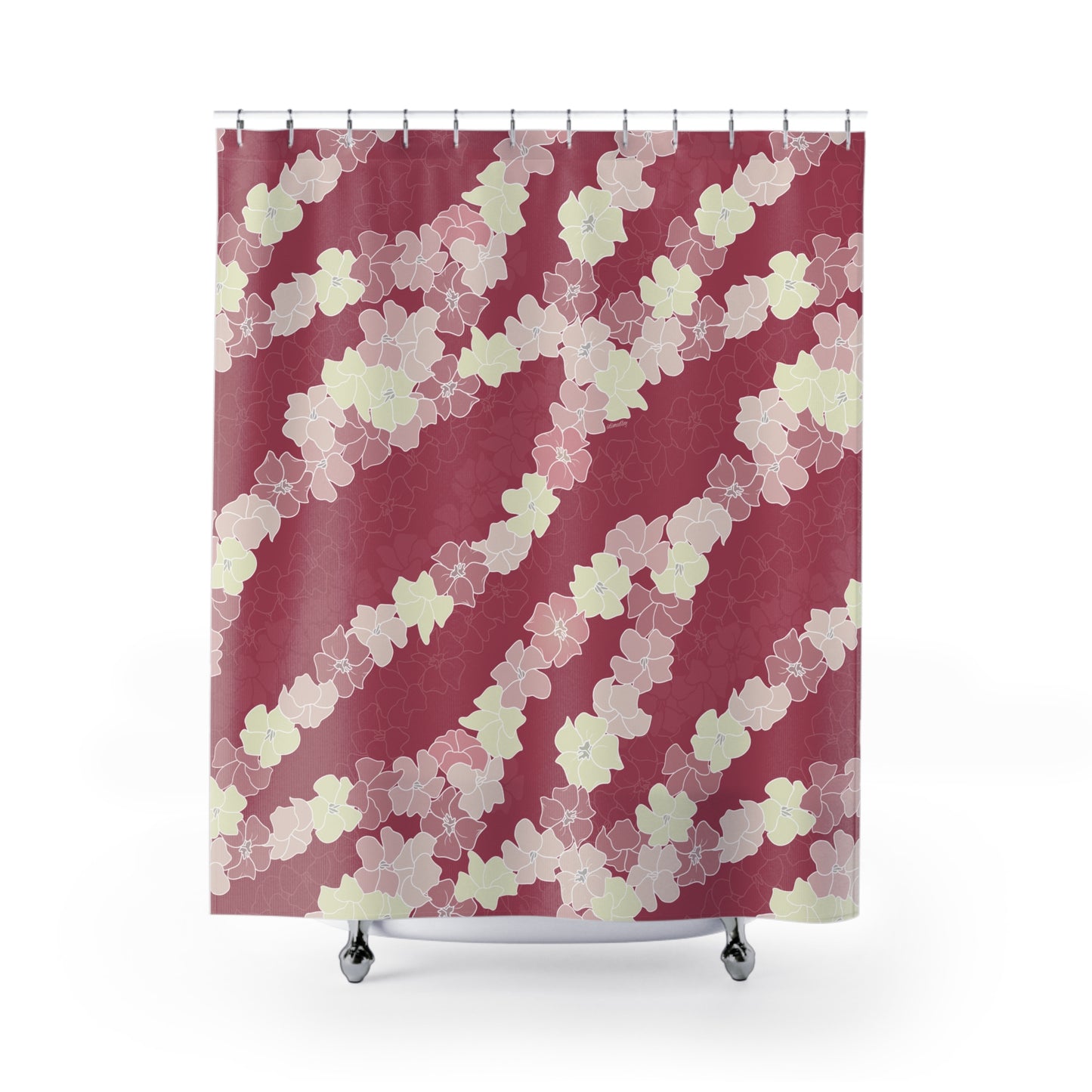 Shower Curtain- Puakenikeni En Face Flower Leis (Fruit Punch Pink)