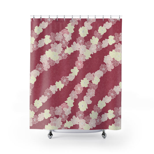 Shower Curtain- Puakenikeni En Face Flower Leis (Fruit Punch Pink)